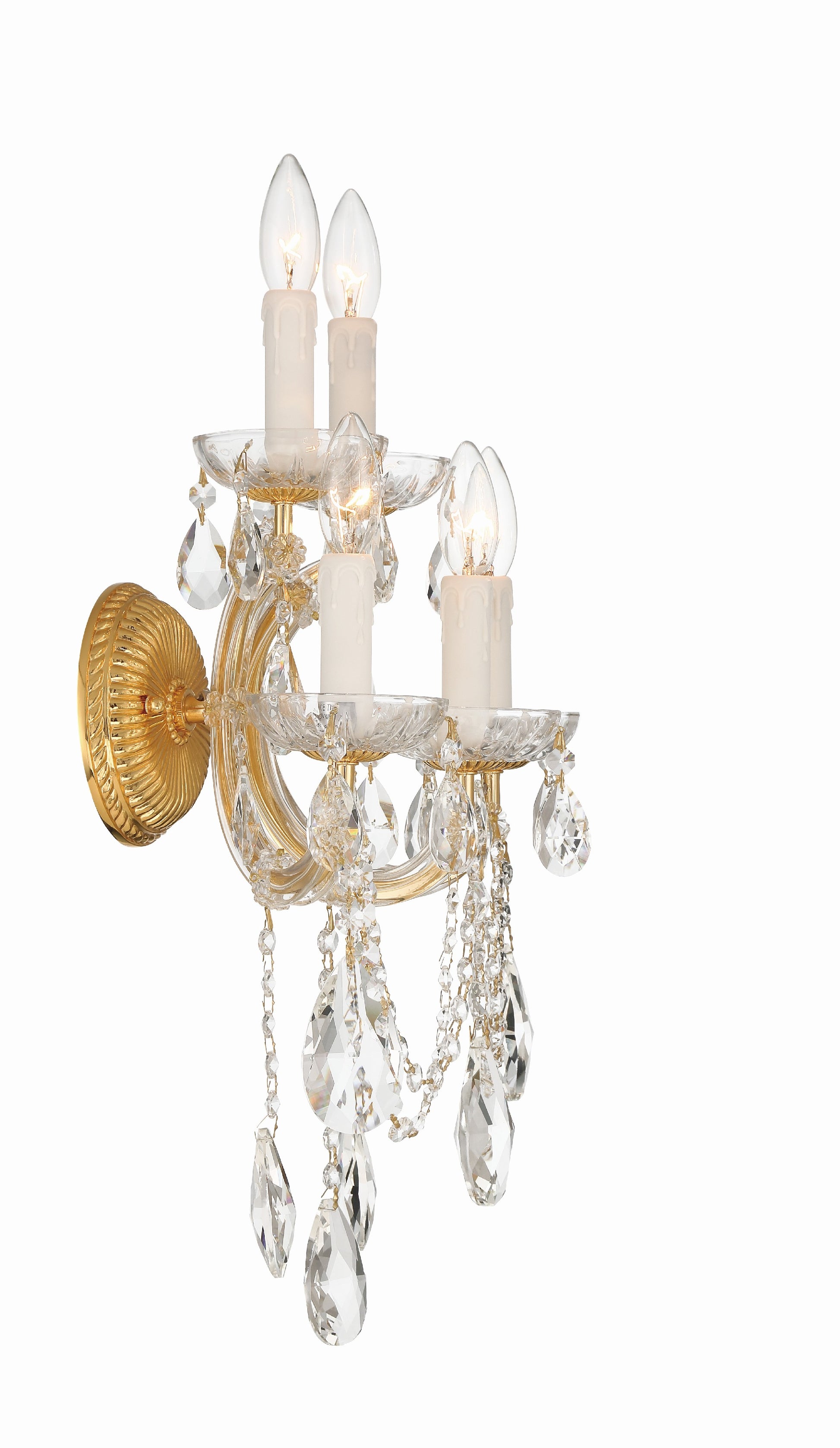 Crystorama Maria Theresa 4425-GD-CL-MWP – 13.5 Inch – 5 Light – Sconce – Clear Crystal – Gold – Dry Rated