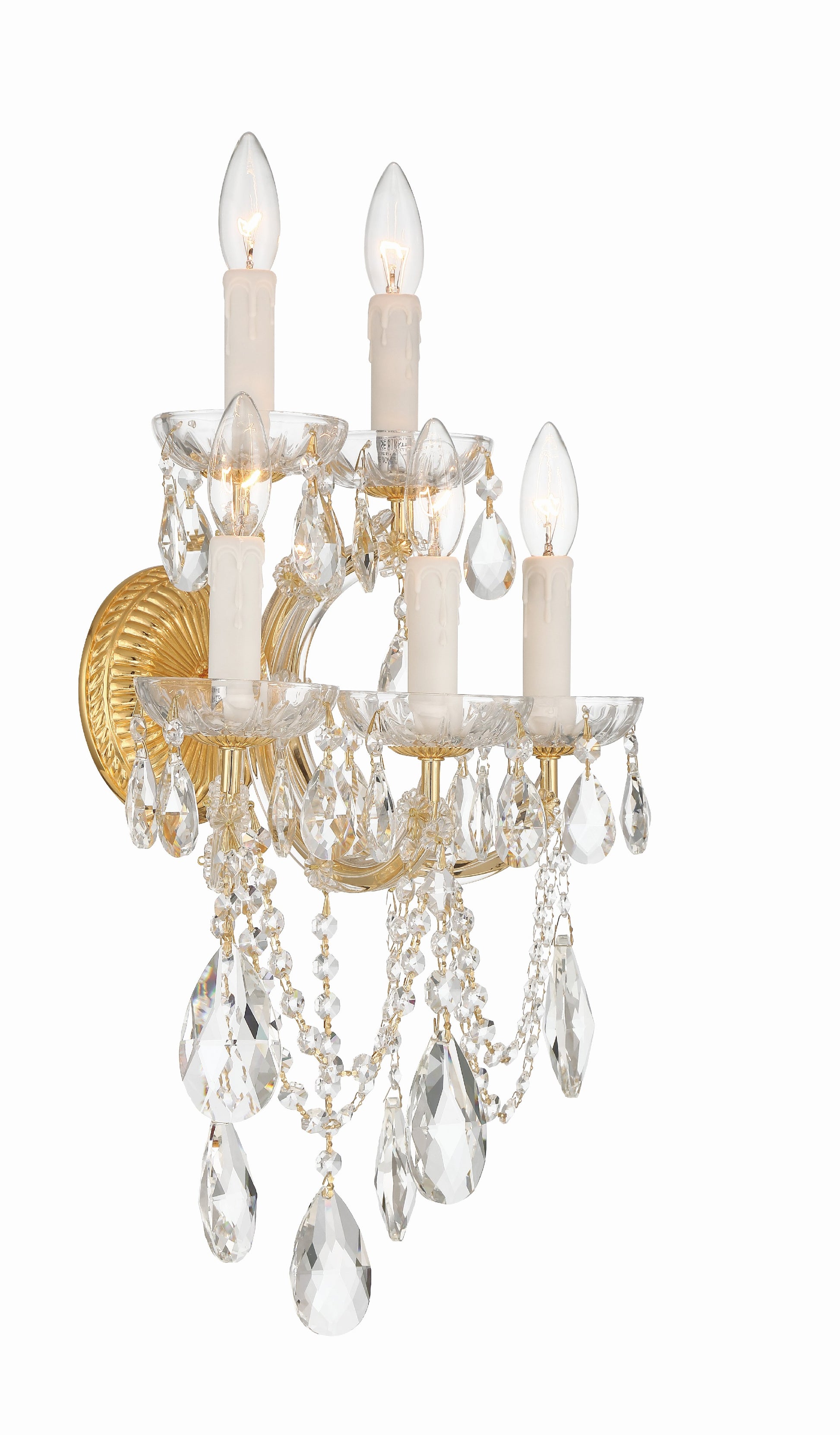 Crystorama Maria Theresa 4425-GD-CL-MWP – 13.5 Inch – 5 Light – Sconce – Clear Crystal – Gold – Dry Rated