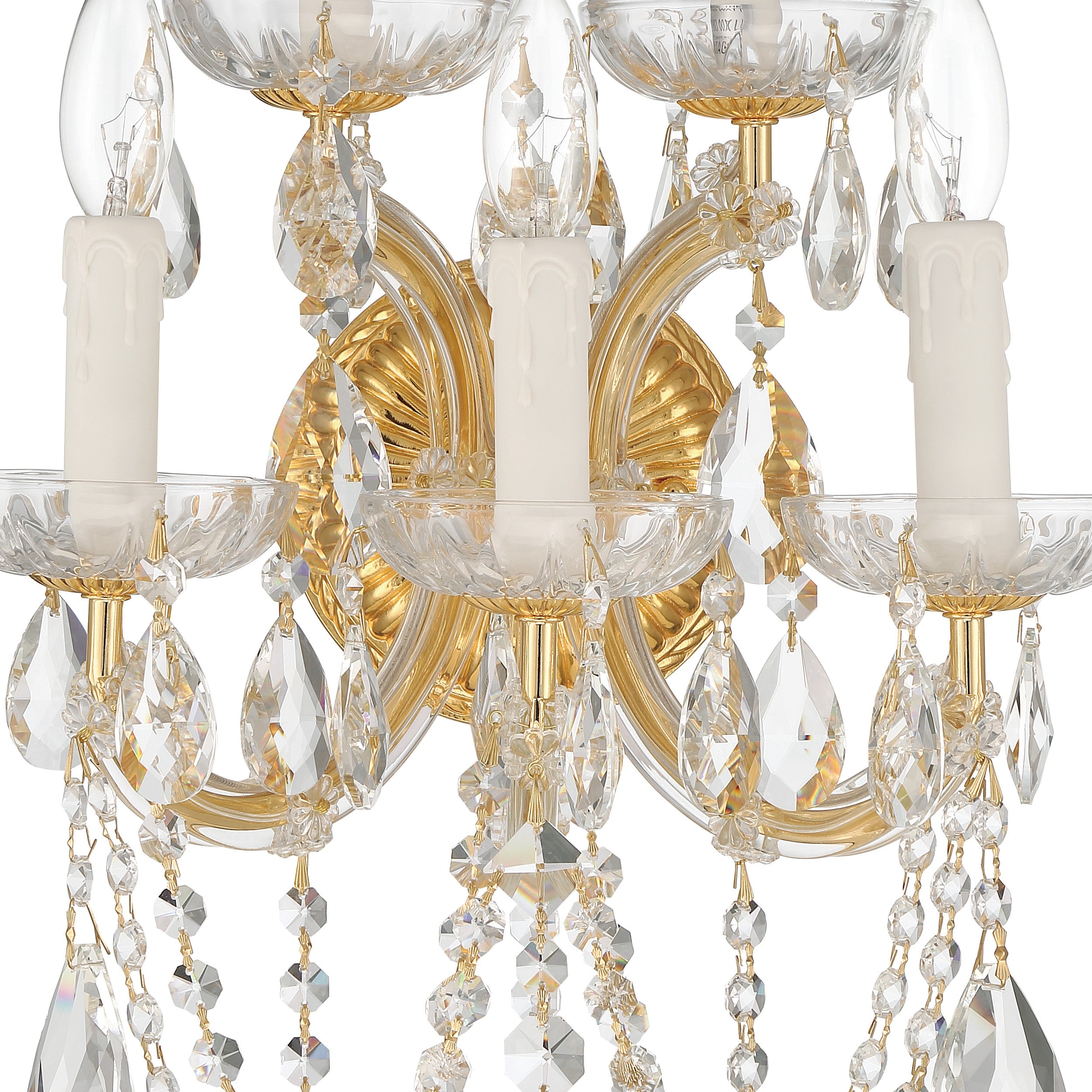 Crystorama Maria Theresa 4425-GD-CL-MWP – 13.5 Inch – 5 Light – Sconce – Clear Crystal – Gold – Dry Rated