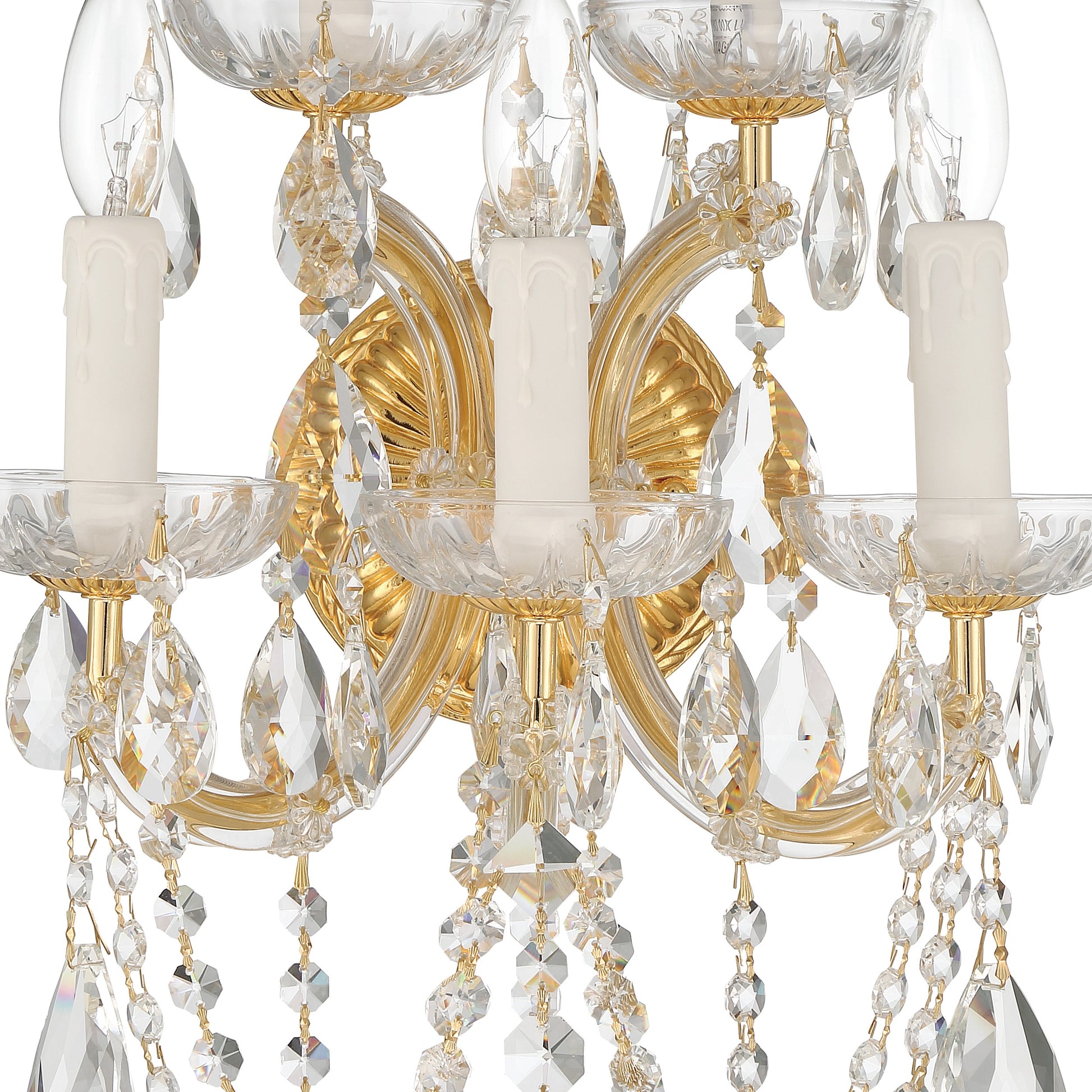 Crystorama Maria Theresa 4425-GD-CL-SAQ – 13.5 Inch – 5 Light – Sconce – Clear Crystal – Gold – Dry Rated