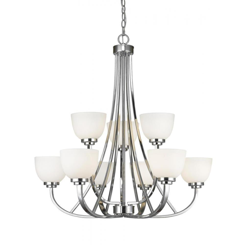 9 Light Chandelier-Matte Opal