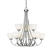 9 Light Chandelier-Matte Opal