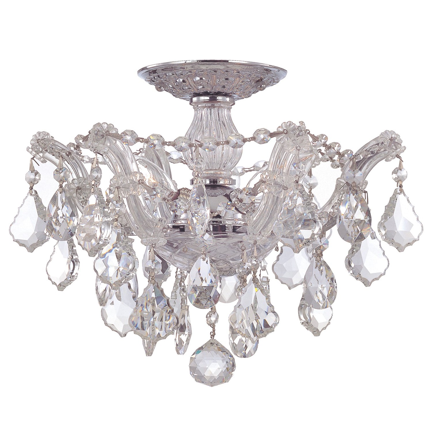 Crystorama Maria Theresa 4430-CH-CL-MWP – 13.5 Inch – 3 Light – Semi Flush Mount Light – Clear Crystal – Polished Chrome – Dry Rated