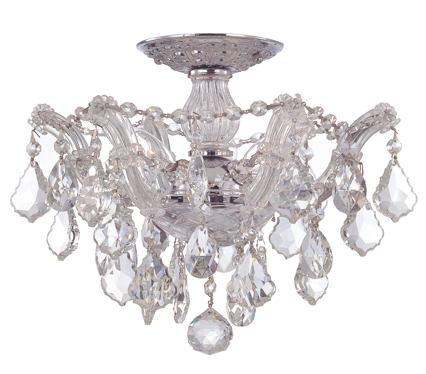 Crystorama Maria Theresa 4430-CH-CL-S – 13.5 Inch – 3 Light – Semi Flush Mount Light – Clear Crystal – Polished Chrome – Dry Rated