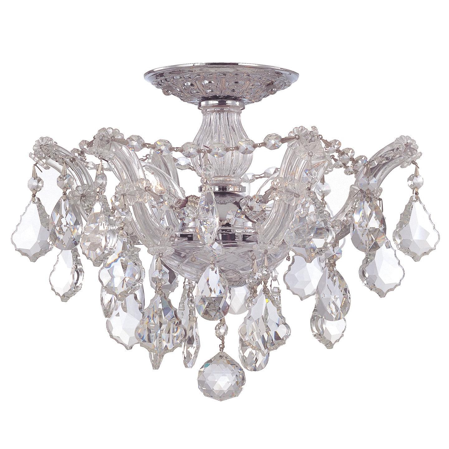 Crystorama Maria Theresa 4430-CH-CL-SAQ – 13.5 Inch – 3 Light – Semi Flush Mount Light – Clear Crystal – Polished Chrome – Dry Rated