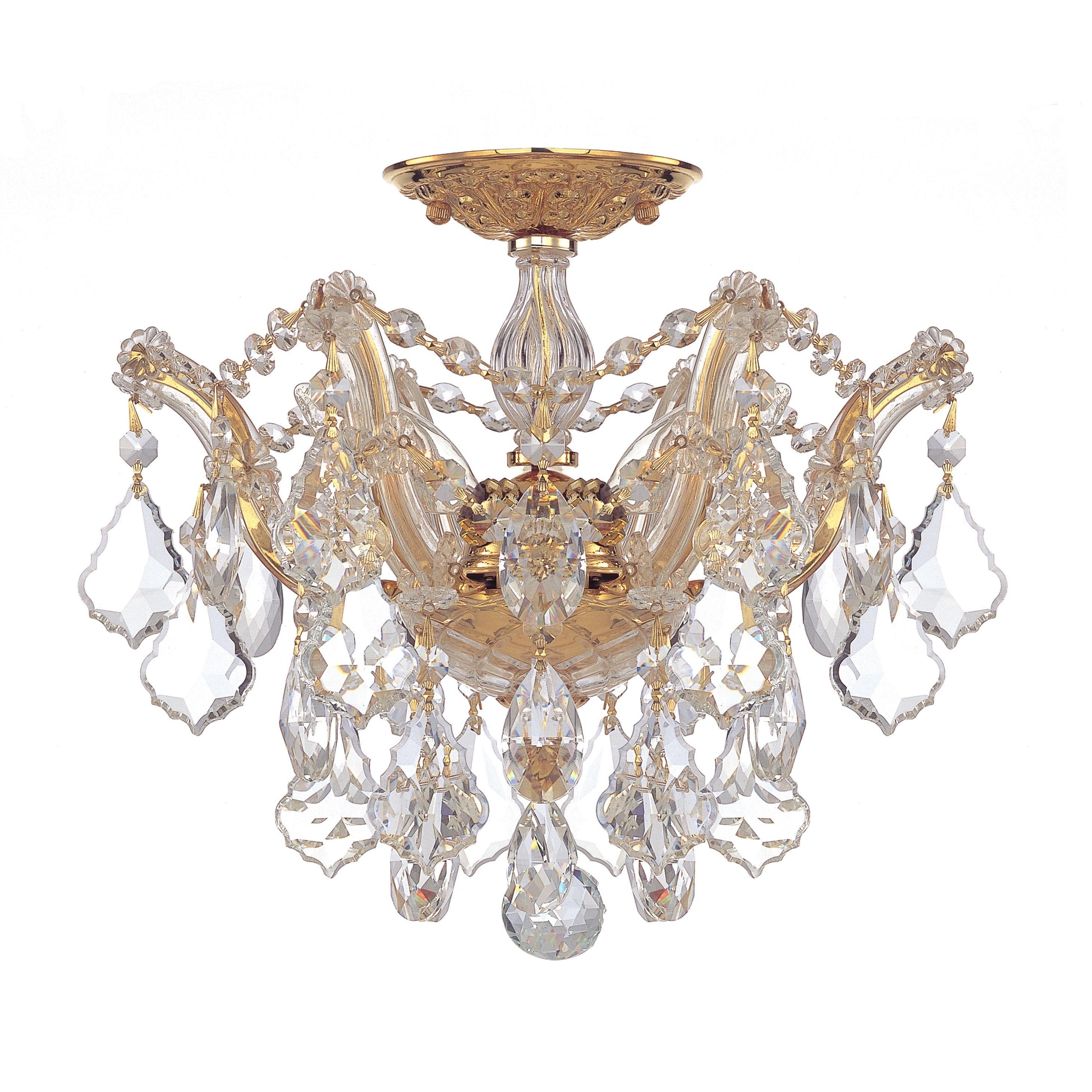 Crystorama Maria Theresa 4430-GD-CL-MWP – 13.5 Inch – 3 Light – Semi Flush Mount Light – Clear Crystal – Gold – Dry Rated