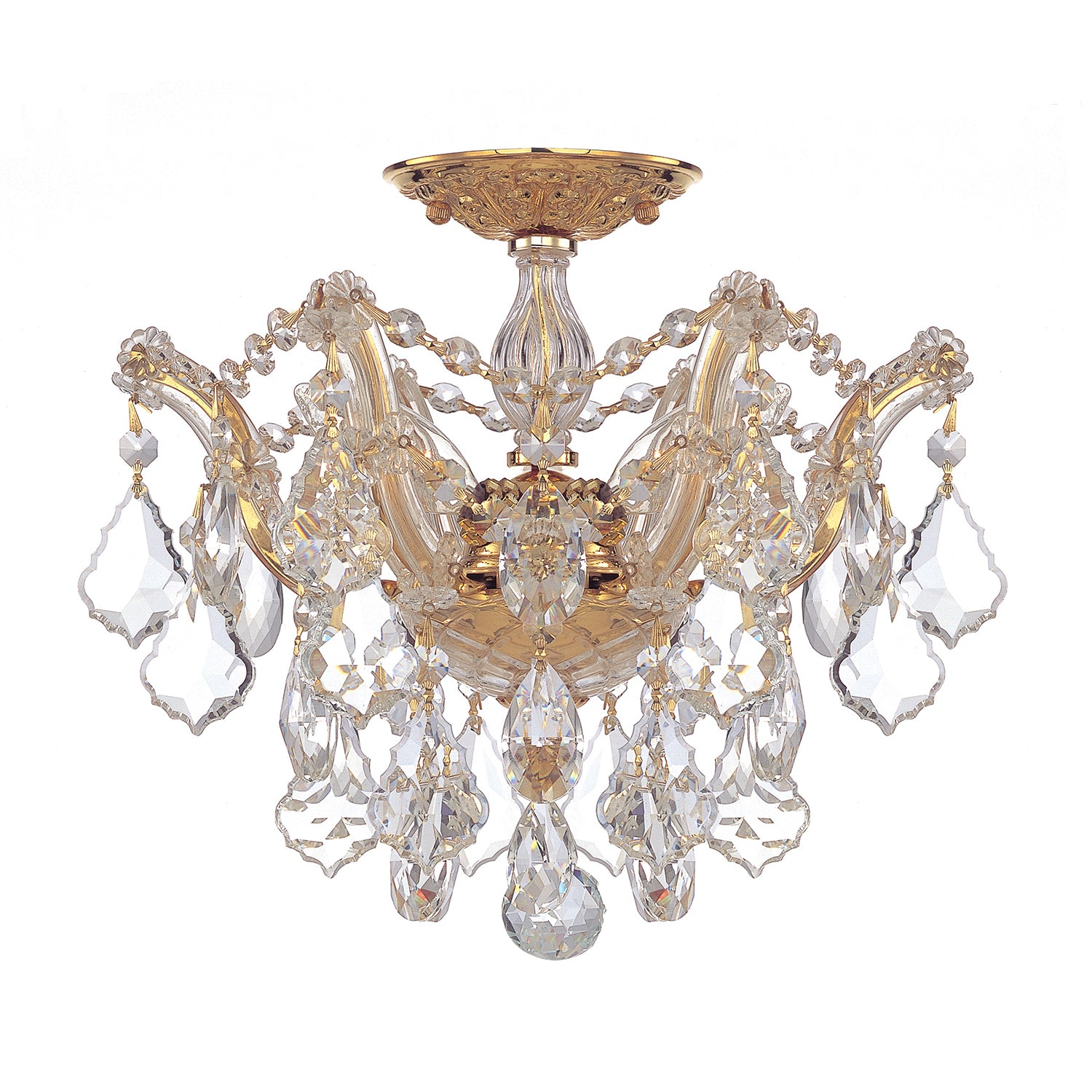 Crystorama Maria Theresa 4430-GD-CL-MWP – 13.5 Inch – 3 Light – Semi Flush Mount Light – Clear Crystal – Gold – Dry Rated