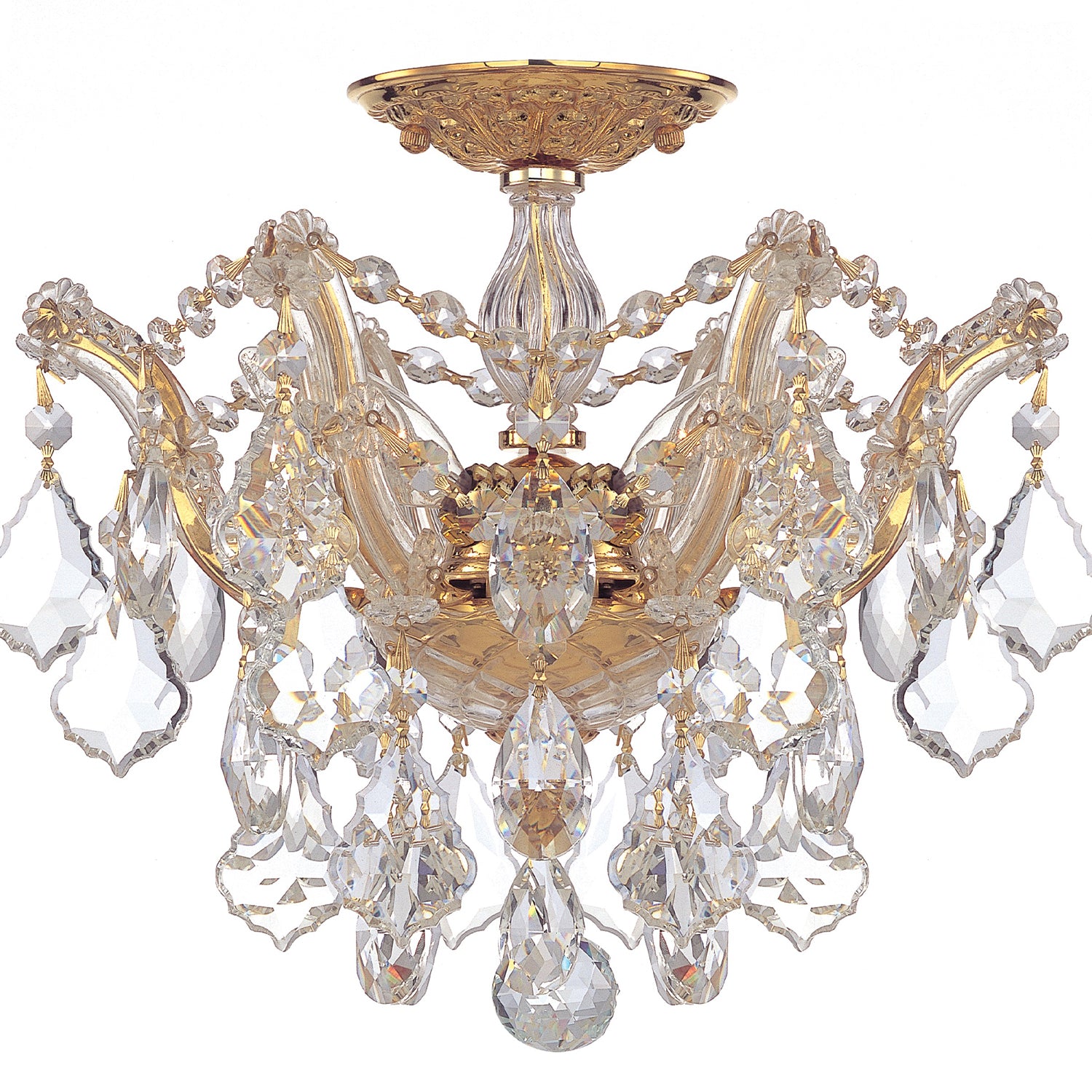 Crystorama Maria Theresa 4430-GD-CL-MWP – 13.5 Inch – 3 Light – Semi Flush Mount Light – Clear Crystal – Gold – Dry Rated