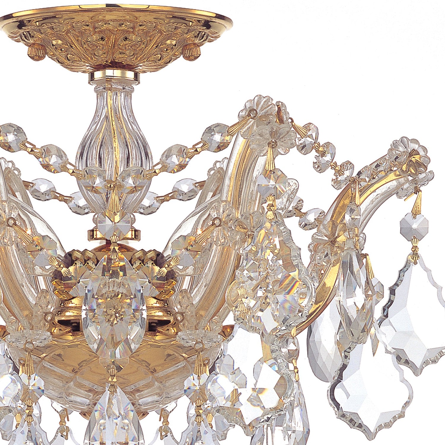Crystorama Maria Theresa 4430-GD-CL-MWP – 13.5 Inch – 3 Light – Semi Flush Mount Light – Clear Crystal – Gold – Dry Rated