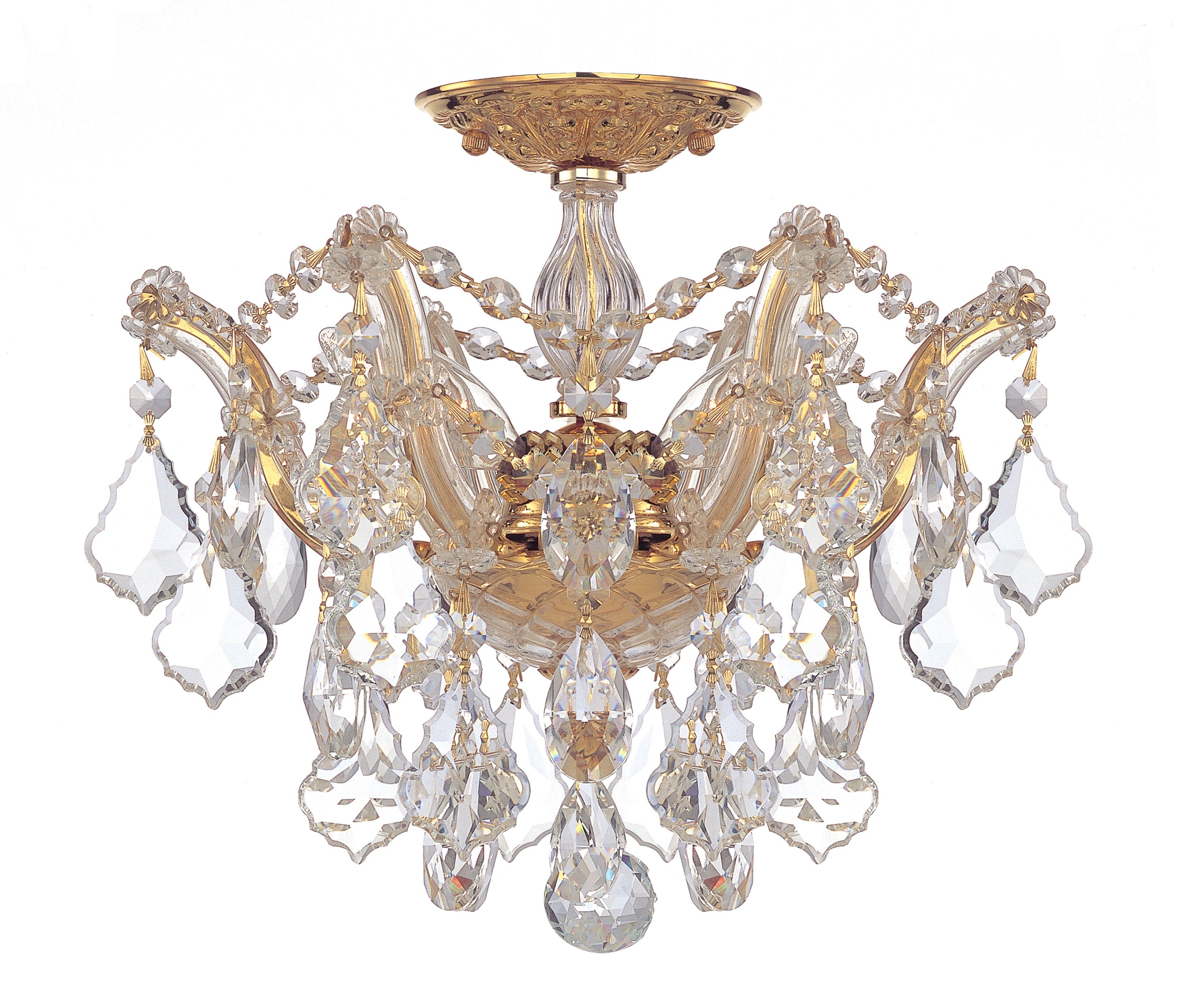 Crystorama Maria Theresa 4430-GD-CL-S – 13.5 Inch – 3 Light – Semi Flush Mount Light – Clear Crystal – Gold – Dry Rated