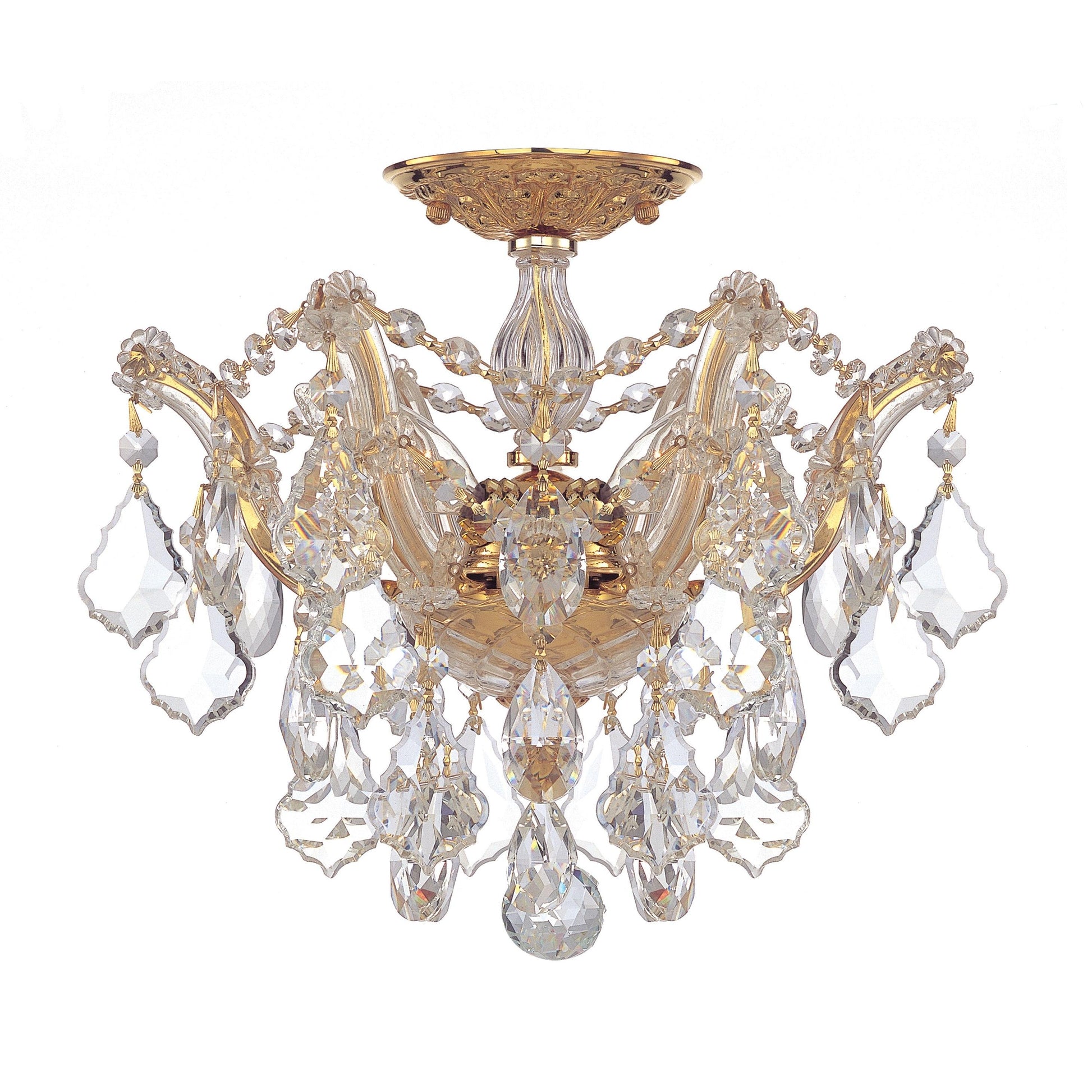Crystorama Maria Theresa 4430-GD-CL-SAQ – 13.5 Inch – 3 Light – Semi Flush Mount Light – Clear Crystal – Gold – Dry Rated