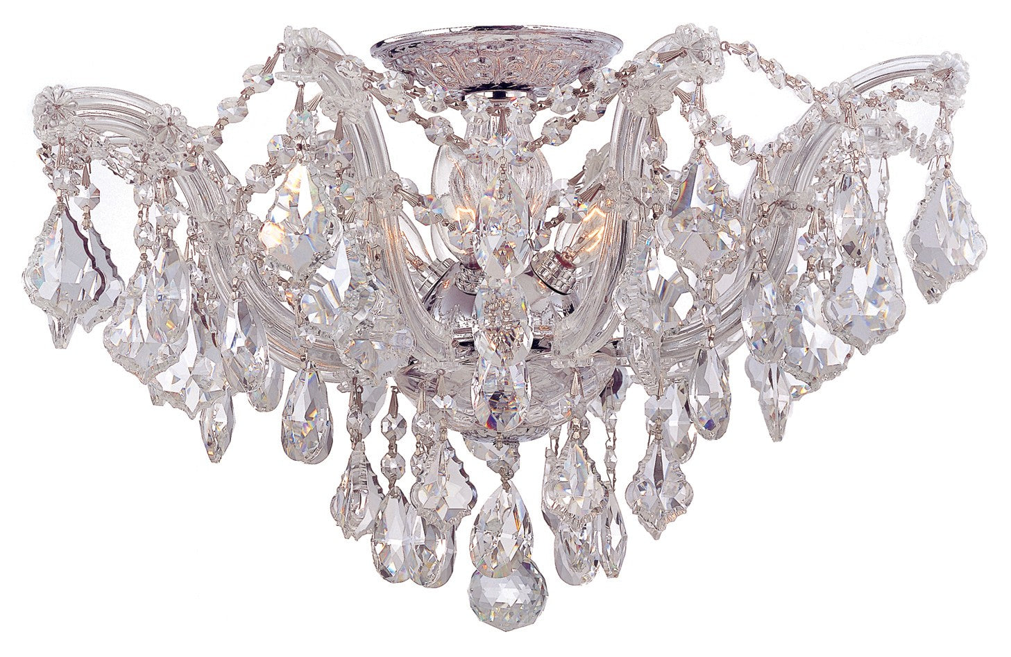 Crystorama Maria Theresa 4437-CH-CL-S – 19 Inch – 5 Light – Semi Flush Mount Light – Clear Crystal – Polished Chrome – Dry Rated