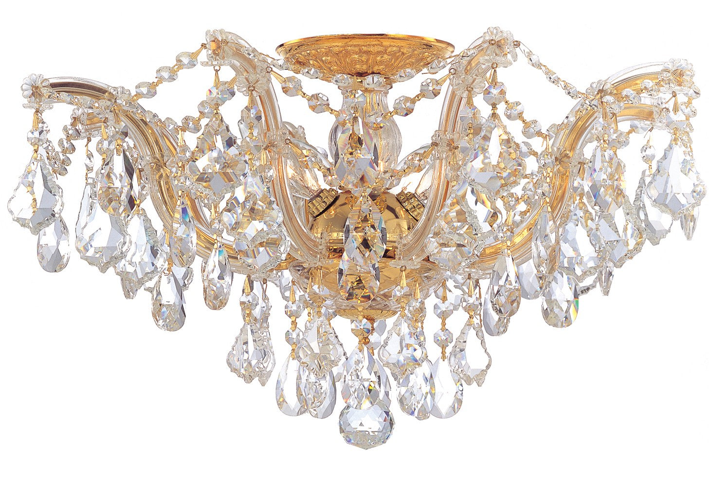 Crystorama Maria Theresa 4437-GD-CL-S – 19 Inch – 5 Light – Semi Flush Mount Light – Clear Crystal – Gold – Dry Rated