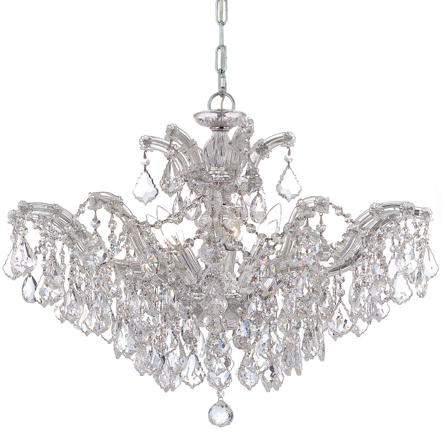 Crystorama Maria Theresa 4439-CH-CL-MWP – 29 Inch – 6 Light – Chandelier – Clear Crystal – Polished Chrome – Damp Rated