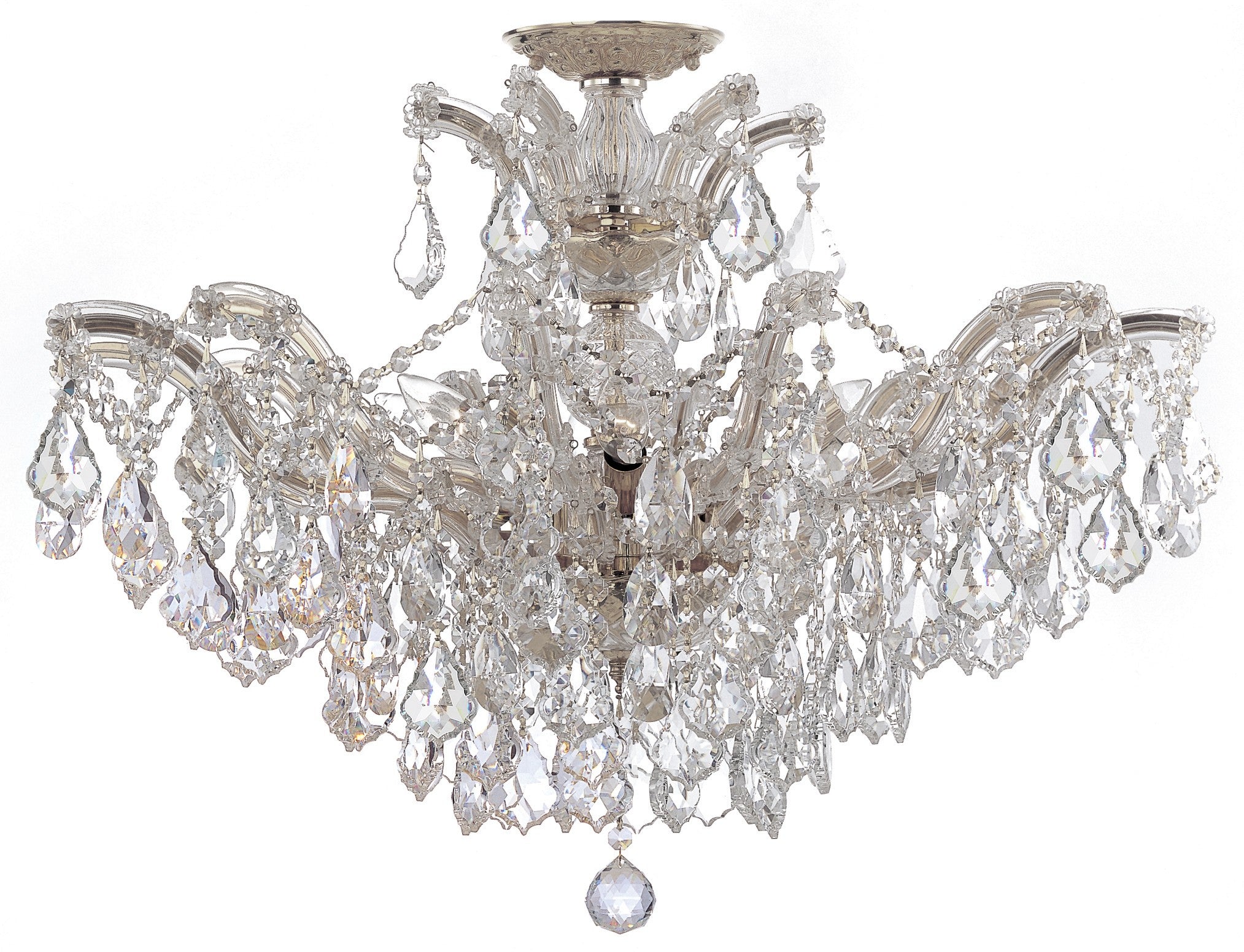 Crystorama Maria Theresa 4439-CH-CL-MWP_CEILING – 29 Inch – 6 Light – Semi Flush Mount Light – Clear Crystal – Polished Chrome – Damp Rated