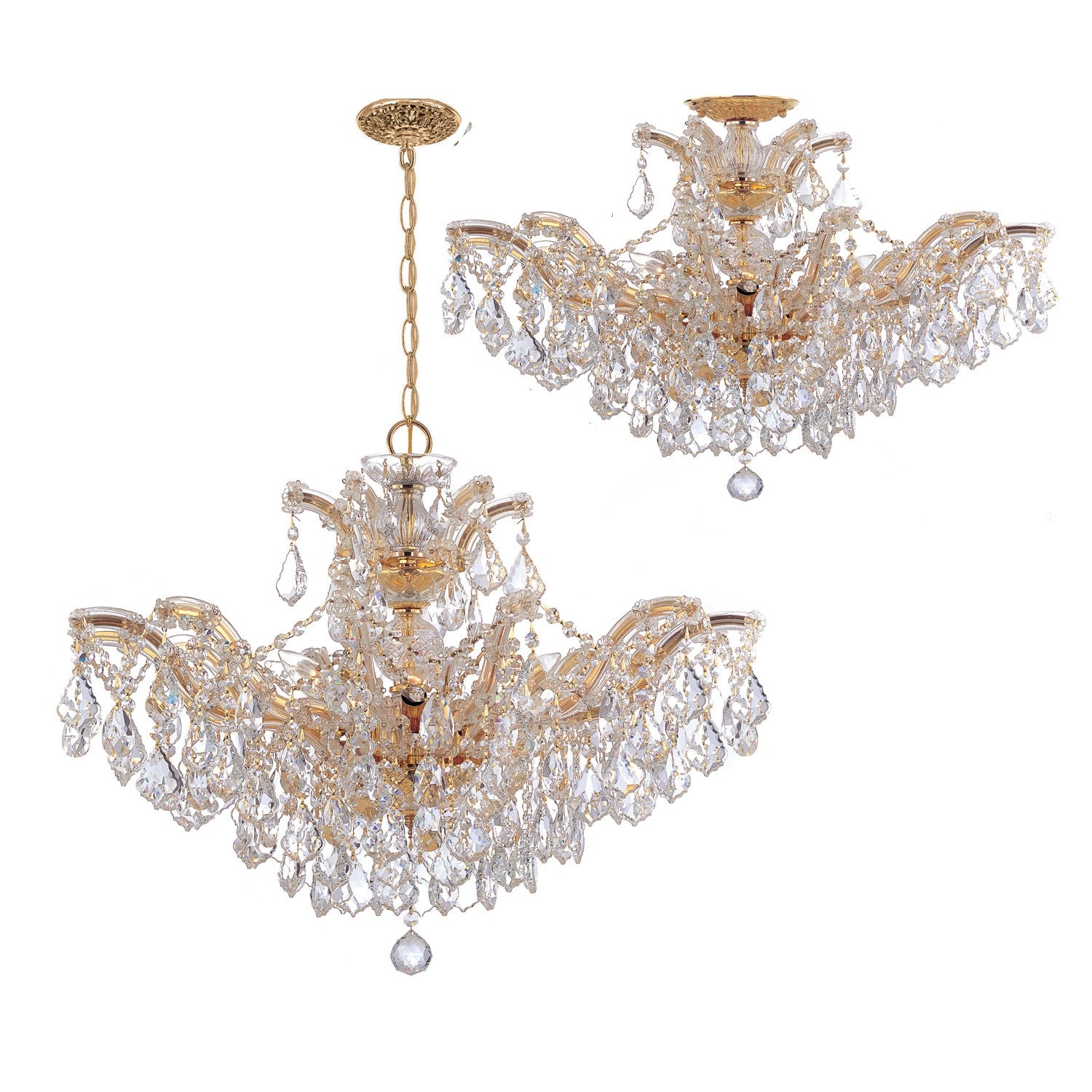 Crystorama Maria Theresa 4439-GD-CL-MWP – 29 Inch – 6 Light – Chandelier – Clear Crystal – Gold – Damp Rated