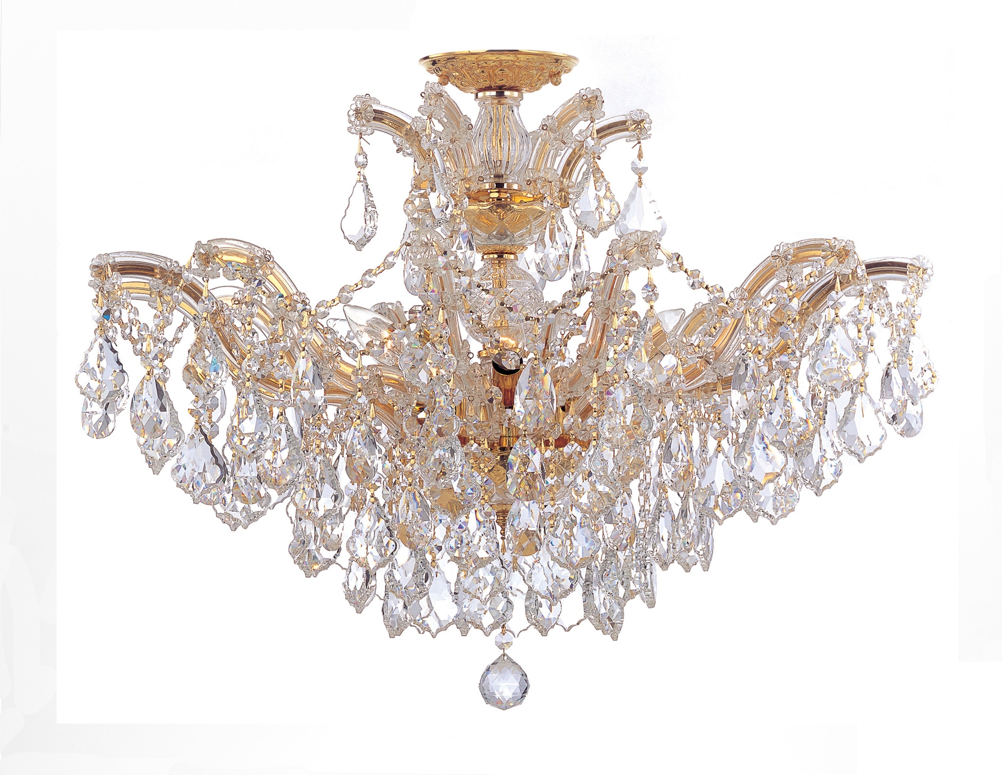 Crystorama Maria Theresa 4439-GD-CL-MWP_CEILING – 29 Inch – 6 Light – Semi Flush Mount Light – Clear Crystal – Gold – Damp Rated