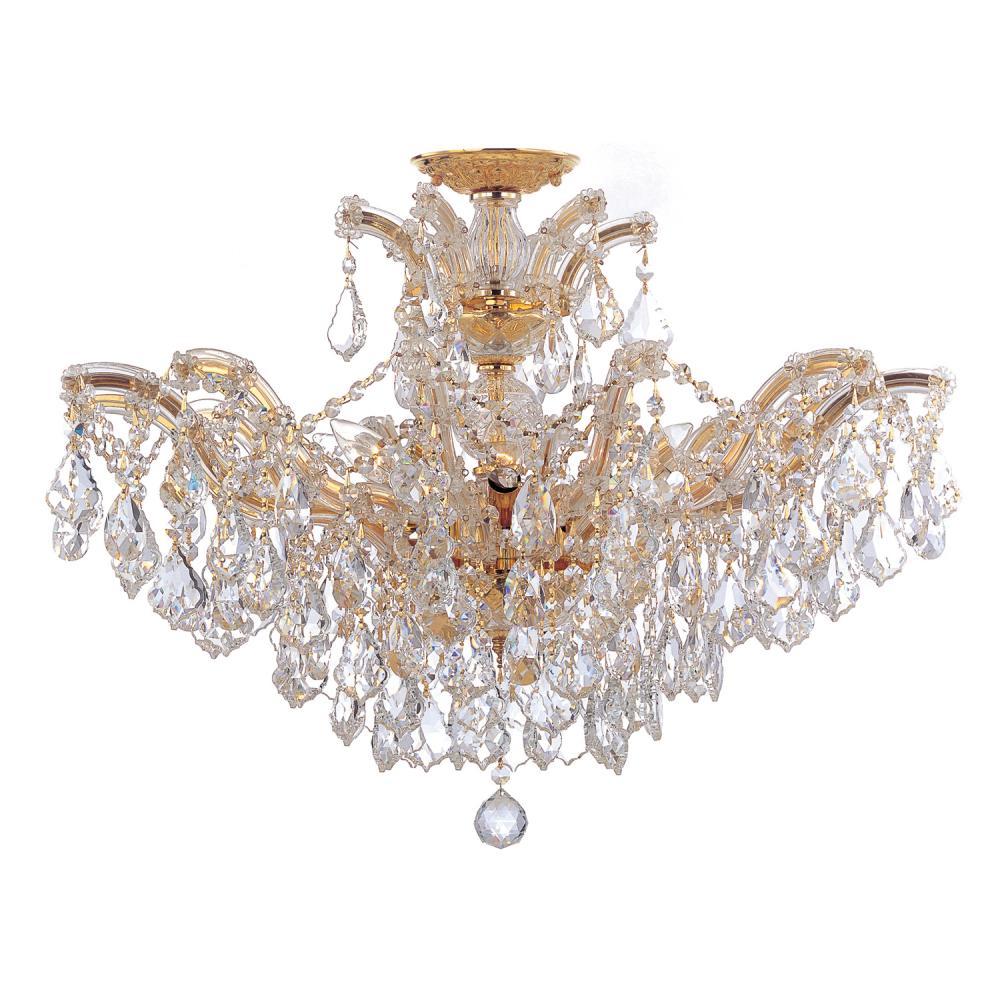 Crystorama 4439-GD-CL-SAQ_CEILING Maria Theresa 6 Light Spectra Crystal, UL Damp Rated, Gold