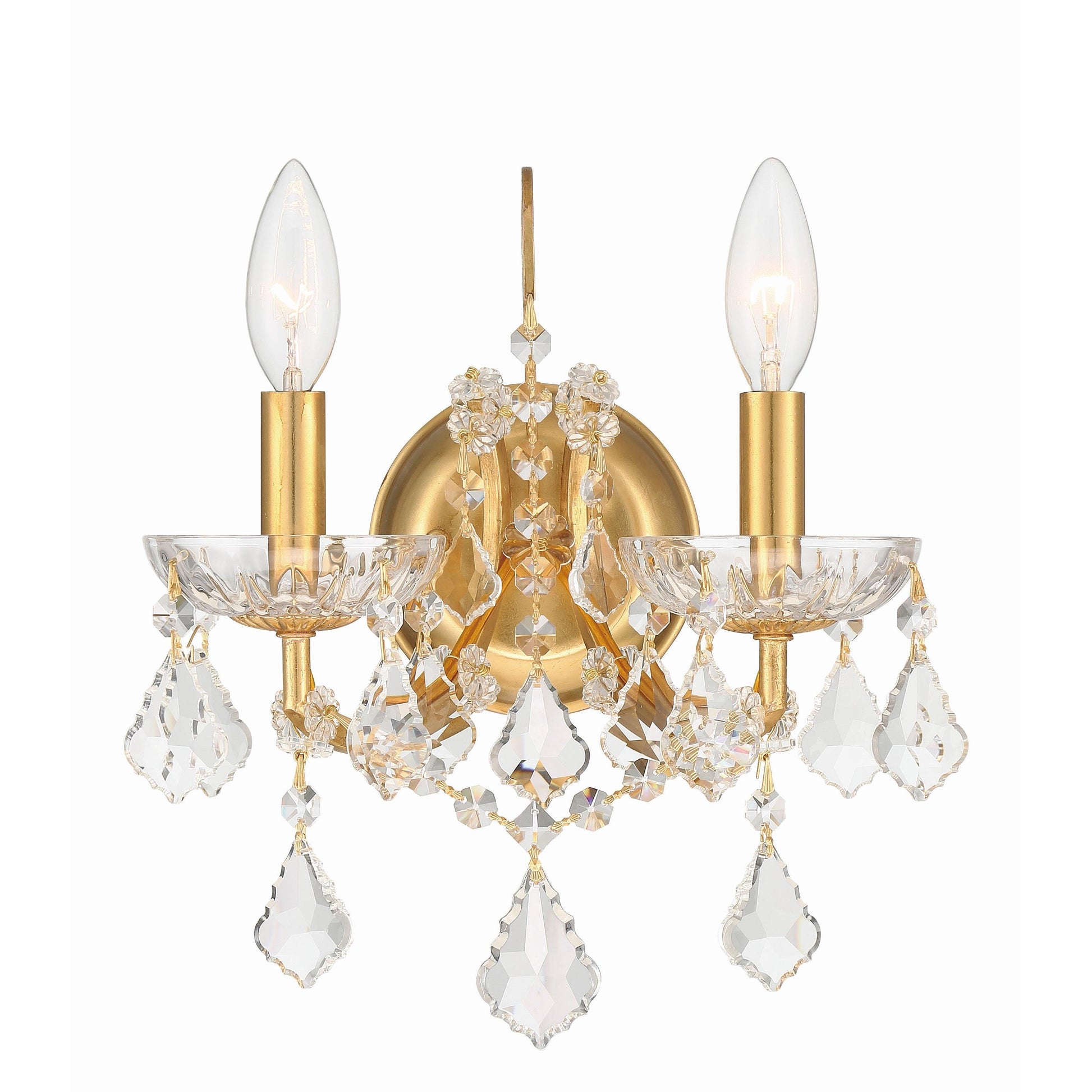 Crystorama Filmore 4452-GA-CL-MWP – 10.5 Inch – 2 Light – Sconce – Clear Crystal – Antique Gold – Dry Rated