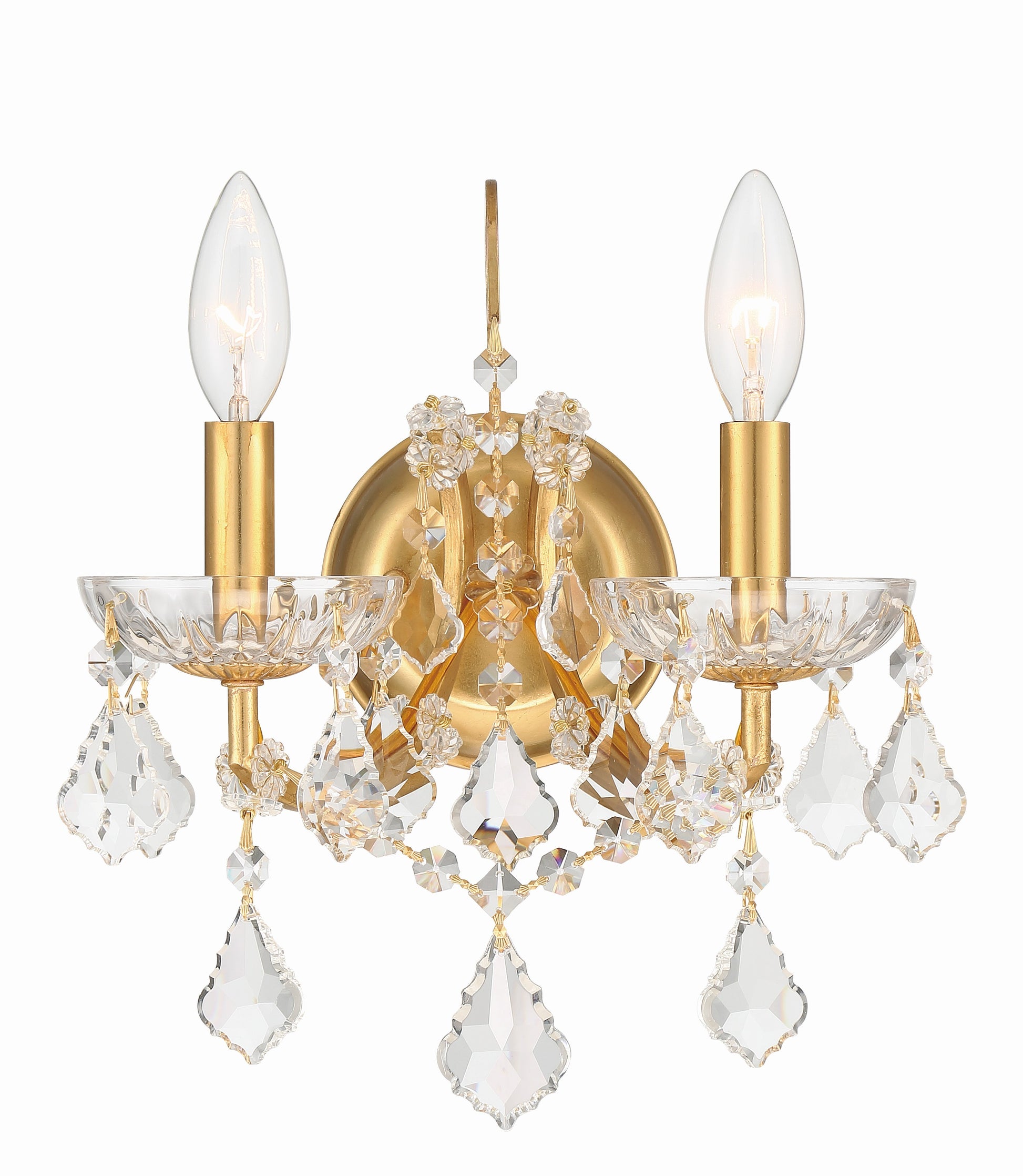 Crystorama Filmore 4452-GA-CL-S – 10.5 Inch – 2 Light – Sconce – Clear Crystal – Antique Gold – Dry Rated