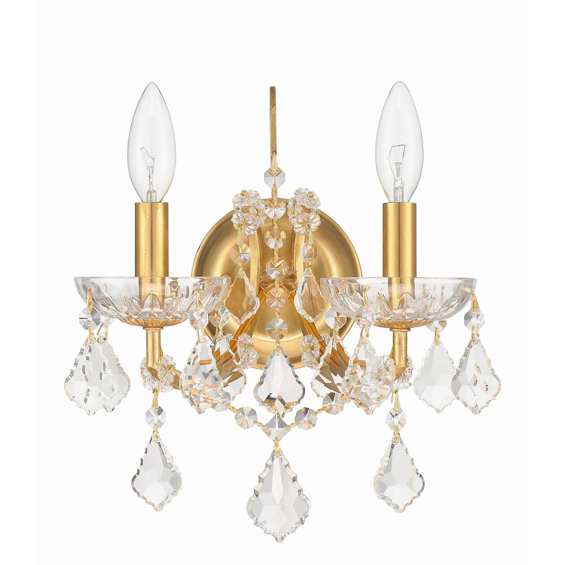 Crystorama Filmore 4452-GA-CL-SAQ – 10.5 Inch – 2 Light – Sconce – Clear Crystal – Antique Gold – Dry Rated