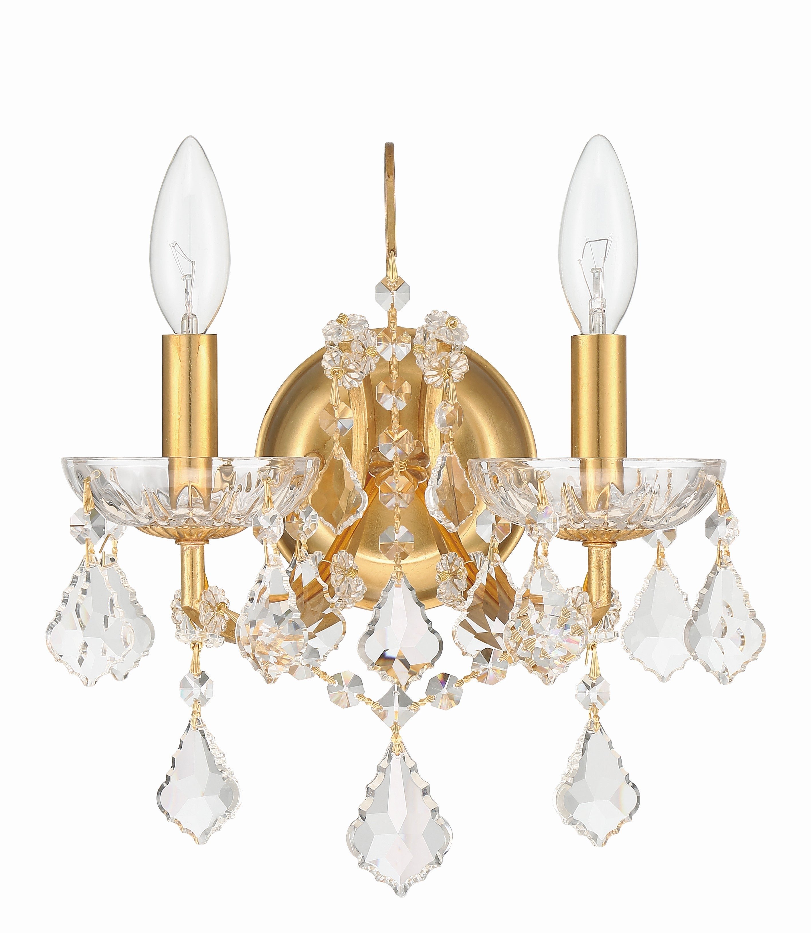 Crystorama Filmore 4452-GA-CL-S – 10.5 Inch – 2 Light – Sconce – Clear Crystal – Antique Gold – Dry Rated