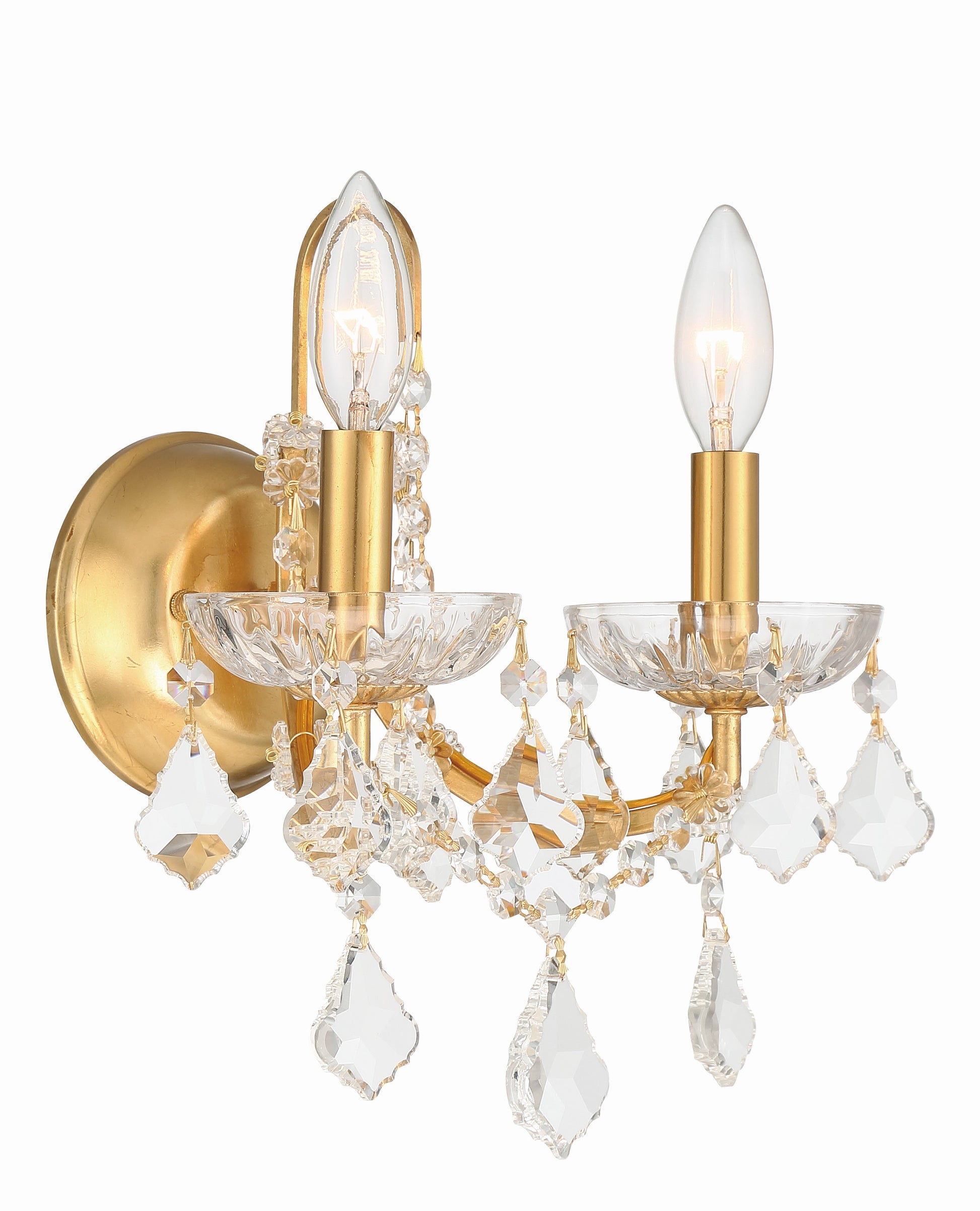 Crystorama Filmore 4452-GA-CL-S – 10.5 Inch – 2 Light – Sconce – Clear Crystal – Antique Gold – Dry Rated