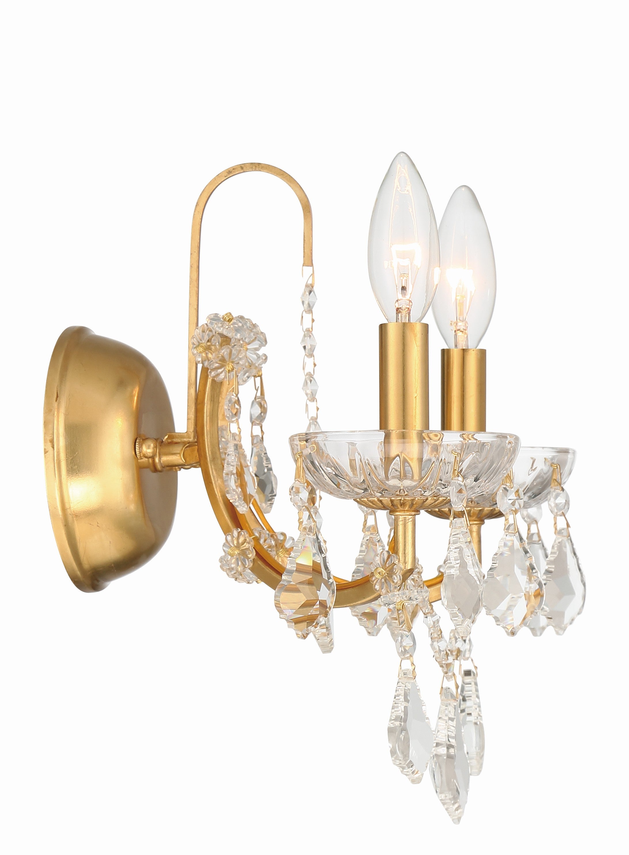 Crystorama Filmore 4452-GA-CL-S – 10.5 Inch – 2 Light – Sconce – Clear Crystal – Antique Gold – Dry Rated