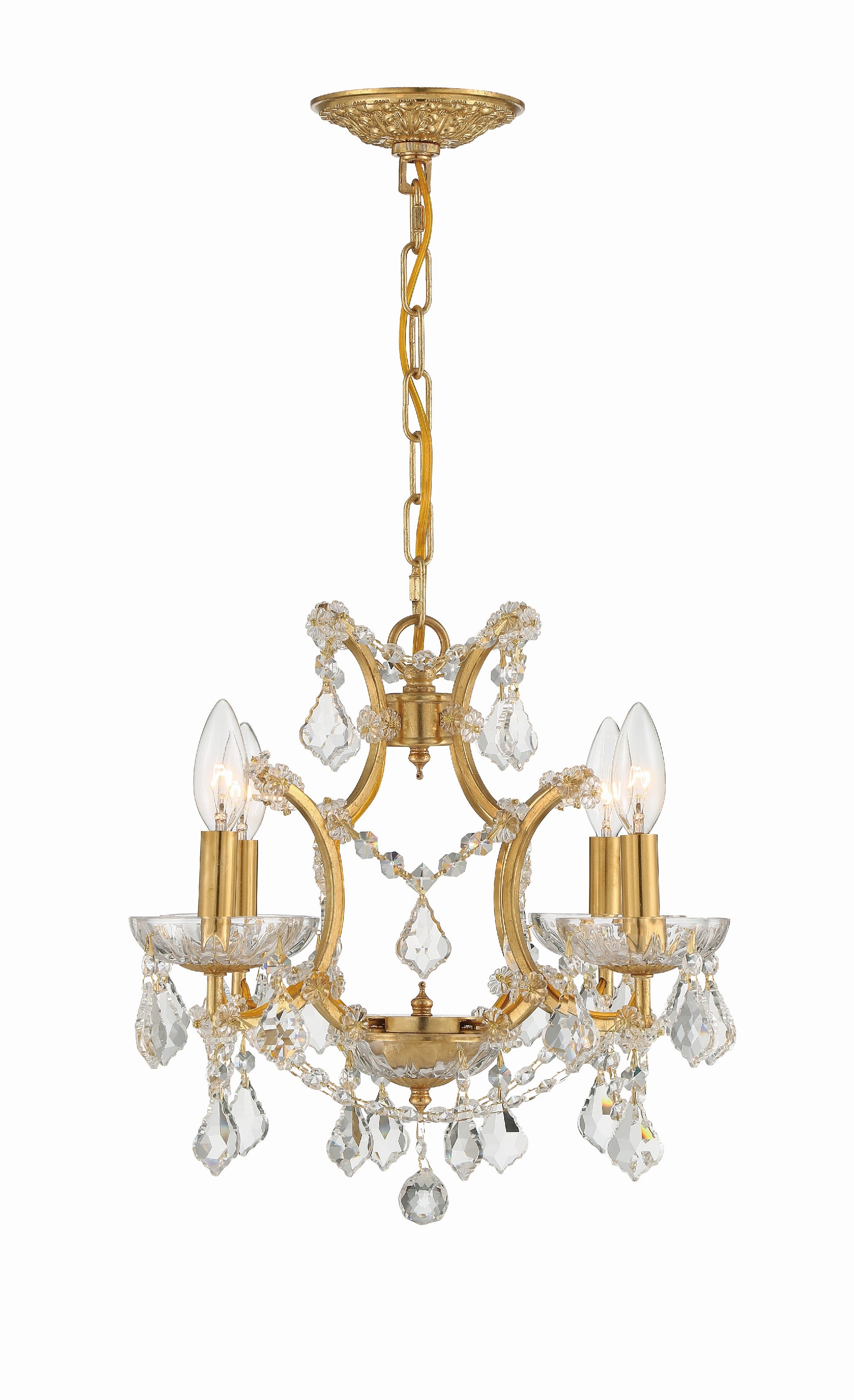 Crystorama Filmore 4454-GA-CL-MWP – 17 Inch – 4 Light – Chandelier – Clear Crystal – Antique Gold – Dry Rated