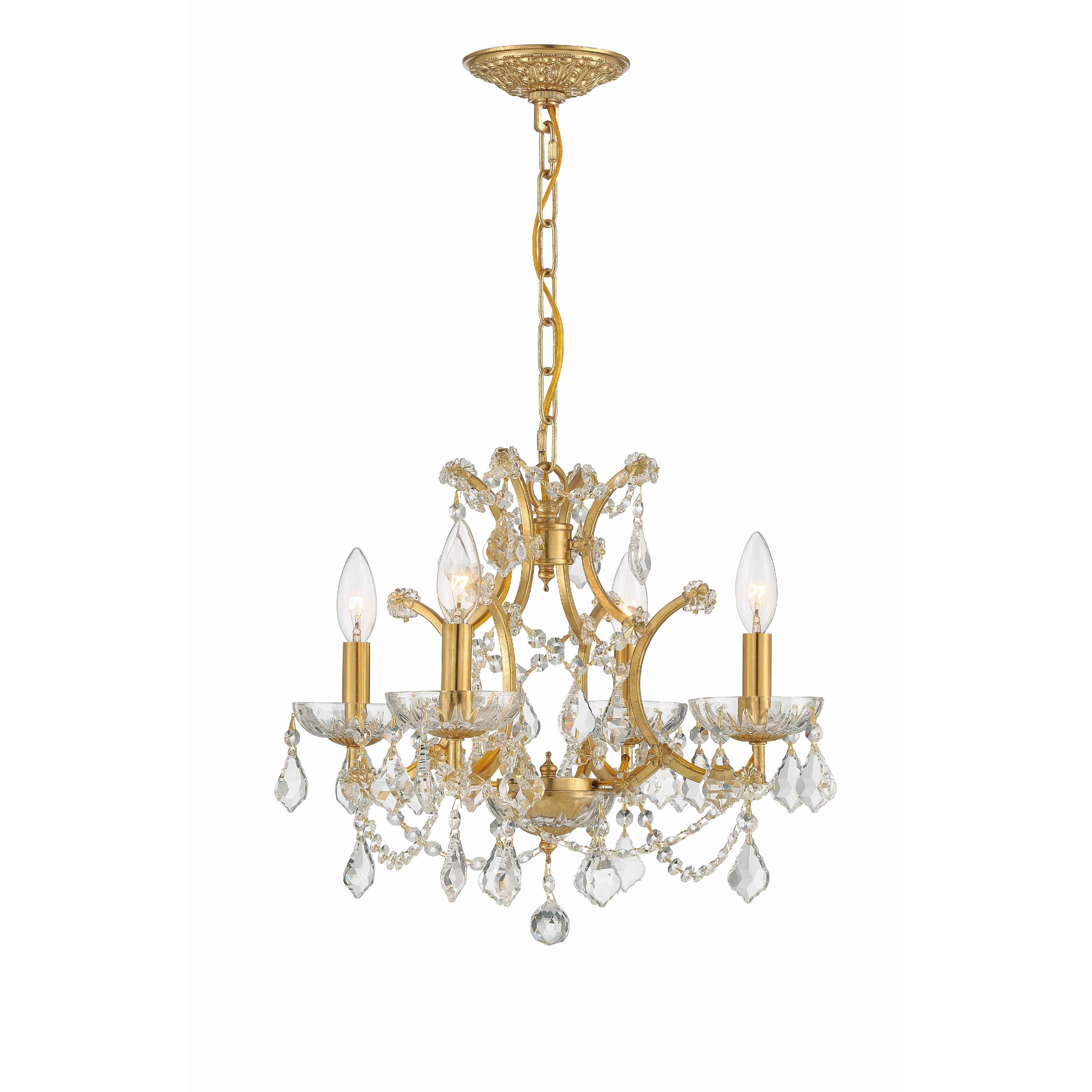 Crystorama Filmore 4454-GA-CL-SAQ – 17 Inch – 4 Light – Chandelier – Clear Crystal – Antique Gold – Dry Rated