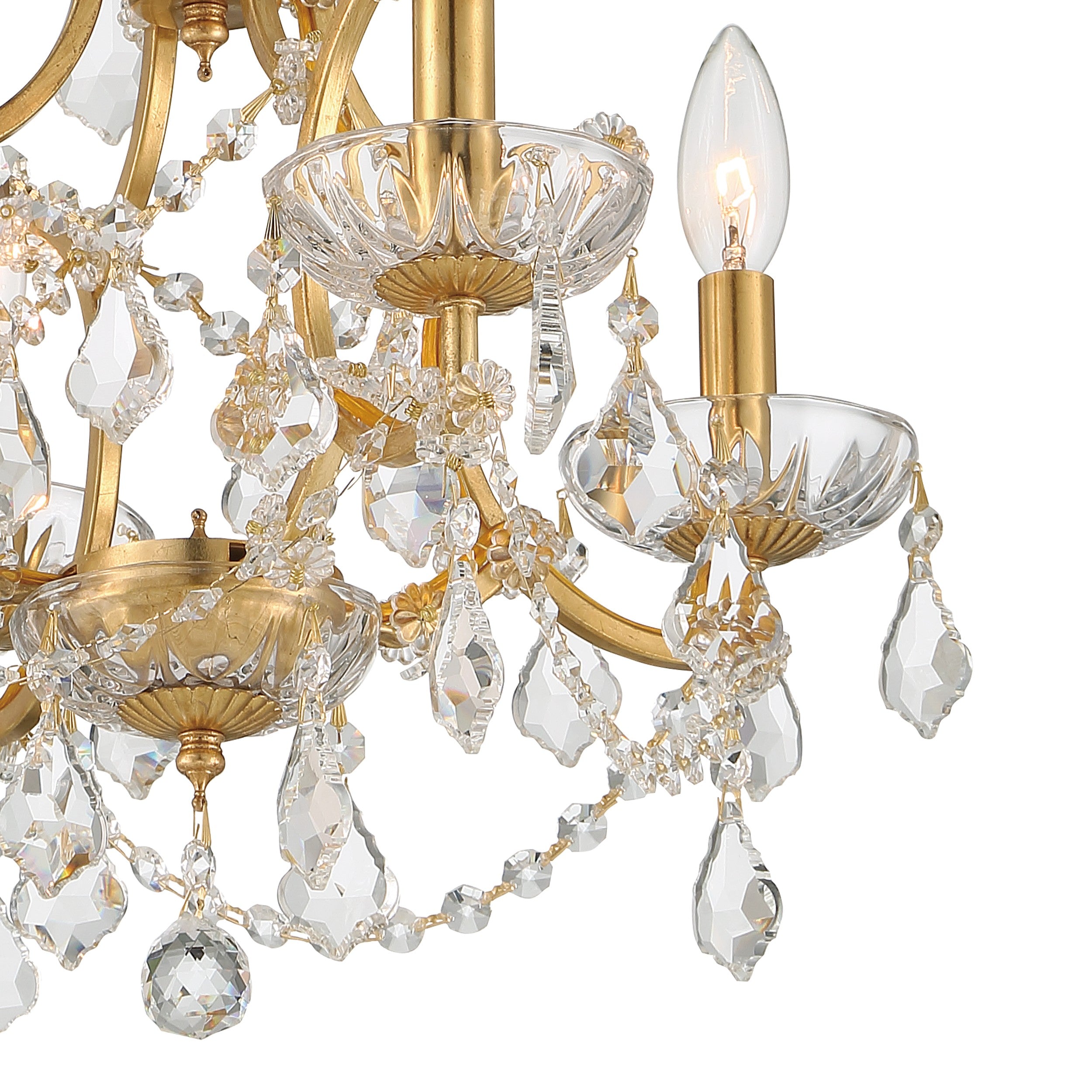 Crystorama Filmore 4454-GA-CL-SAQ – 17 Inch – 4 Light – Chandelier – Clear Crystal – Antique Gold – Dry Rated