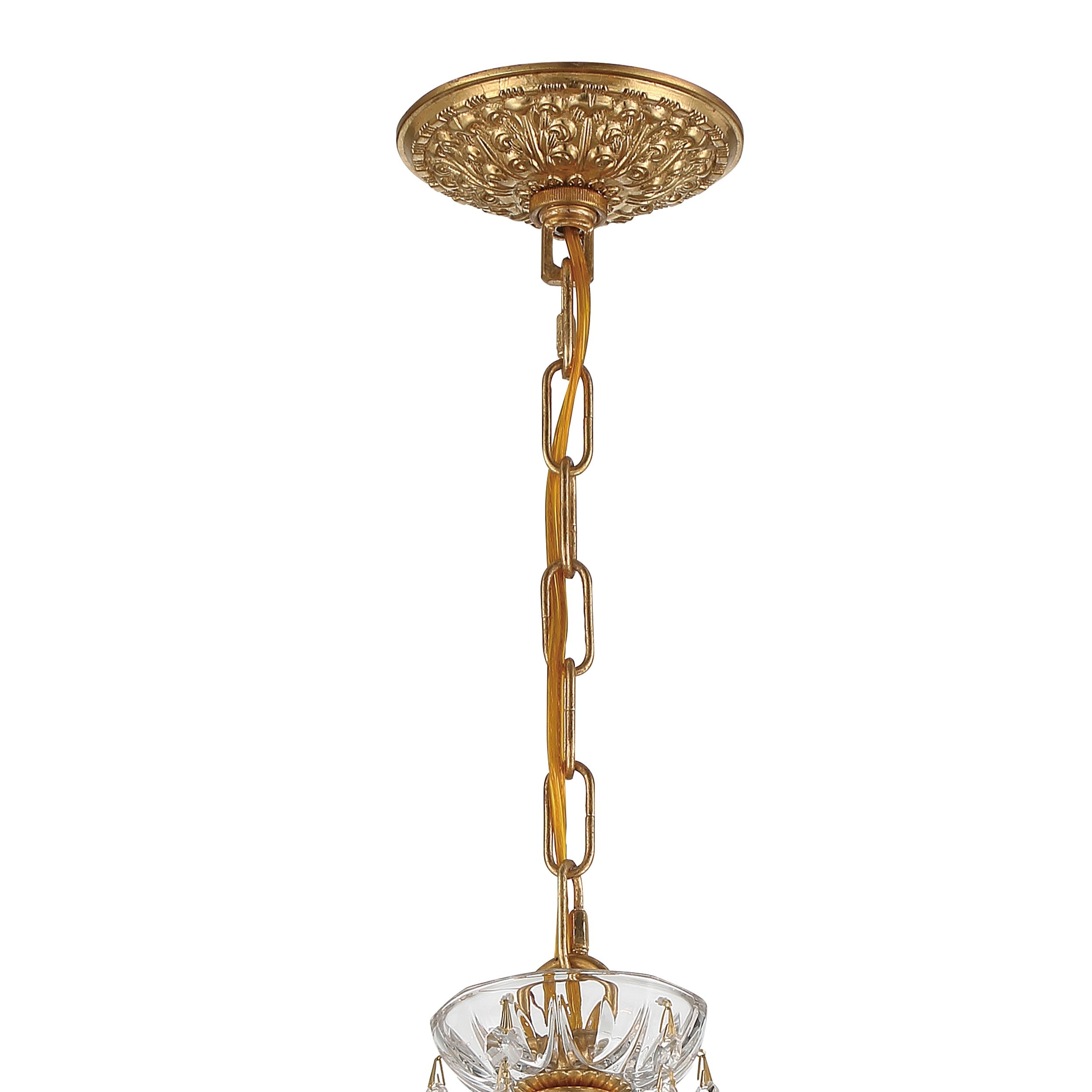 Crystorama Filmore 4454-GA-CL-SAQ – 17 Inch – 4 Light – Chandelier – Clear Crystal – Antique Gold – Dry Rated