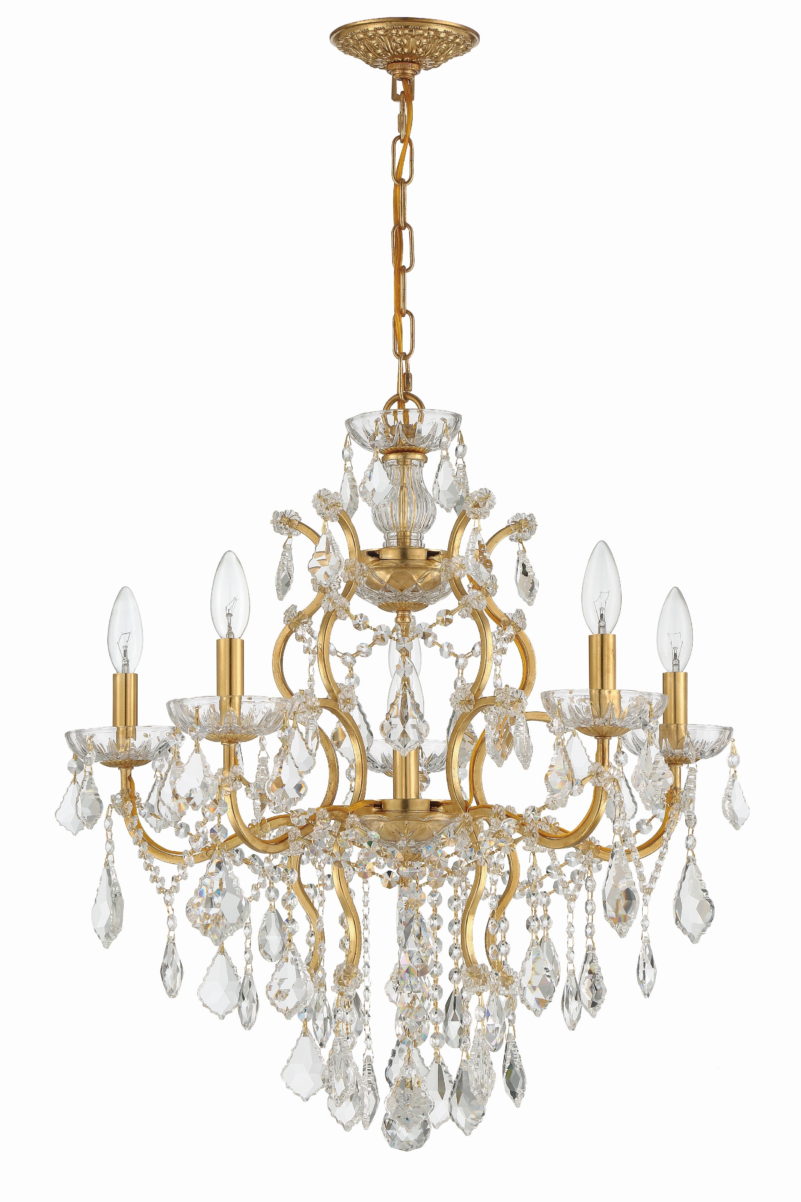Crystorama Filmore 4455-GA-CL-MWP – 23 Inch – 6 Light – Chandelier – Clear Crystal – Antique Gold – Damp Rated