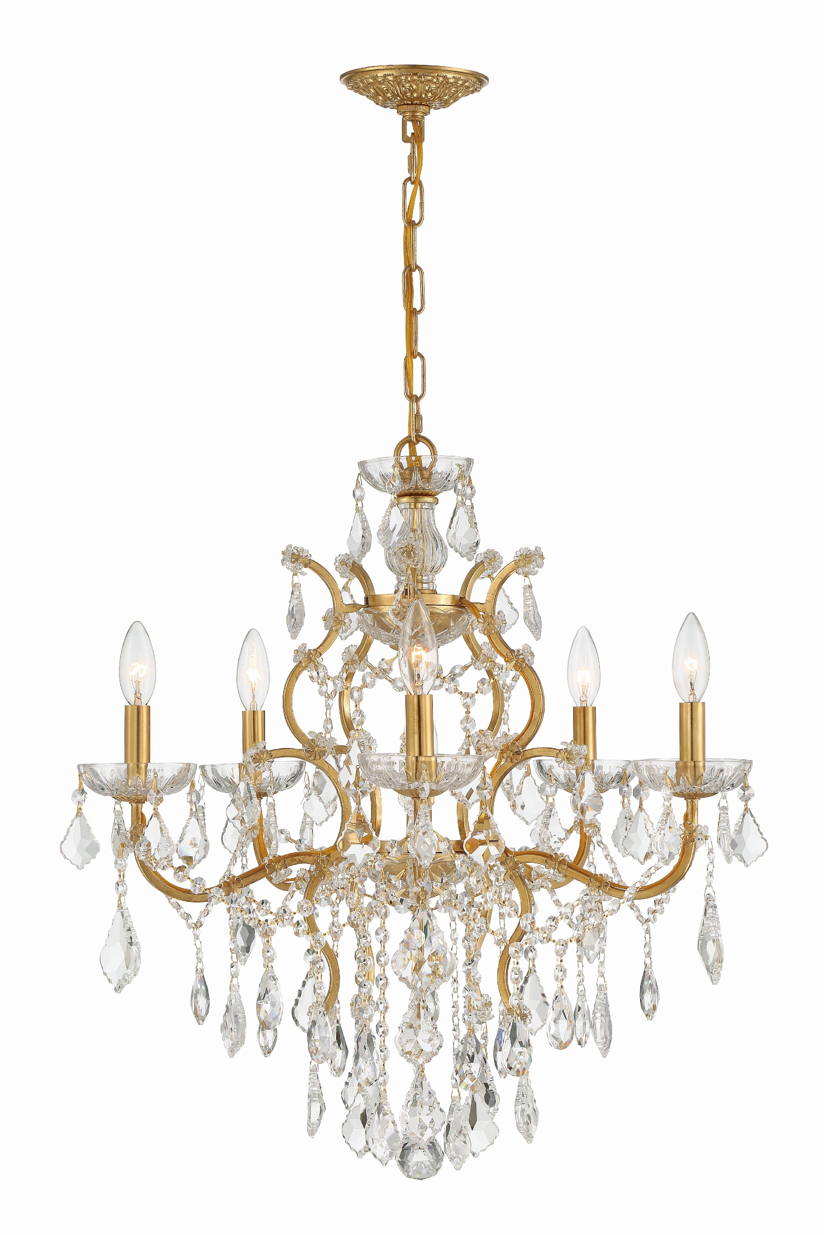 Crystorama Filmore 4455-GA-CL-MWP – 23 Inch – 6 Light – Chandelier – Clear Crystal – Antique Gold – Damp Rated