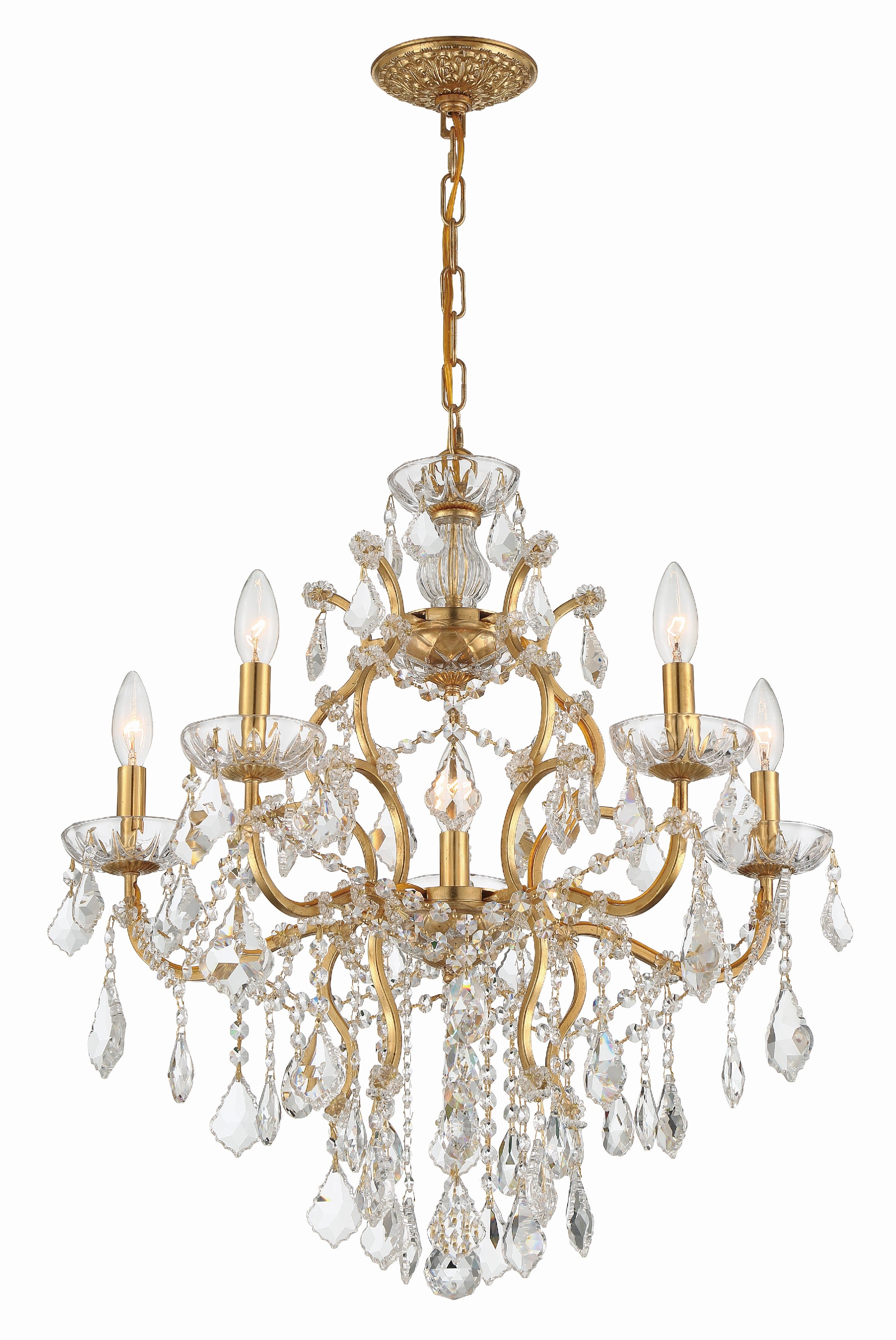 Crystorama Filmore 4455-GA-CL-MWP – 23 Inch – 6 Light – Chandelier – Clear Crystal – Antique Gold – Damp Rated