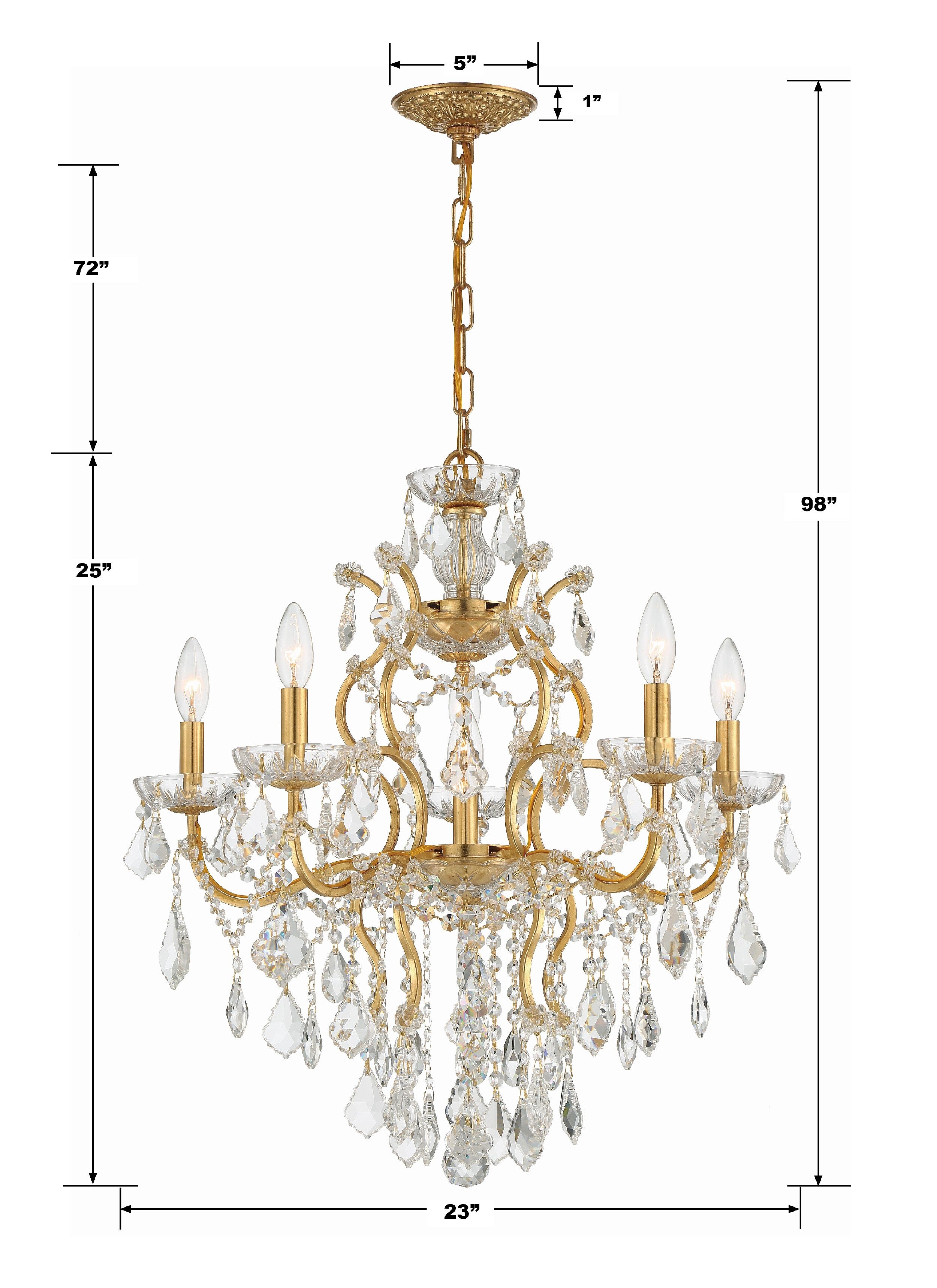 Crystorama Filmore 4455-GA-CL-MWP – 23 Inch – 6 Light – Chandelier – Clear Crystal – Antique Gold – Damp Rated