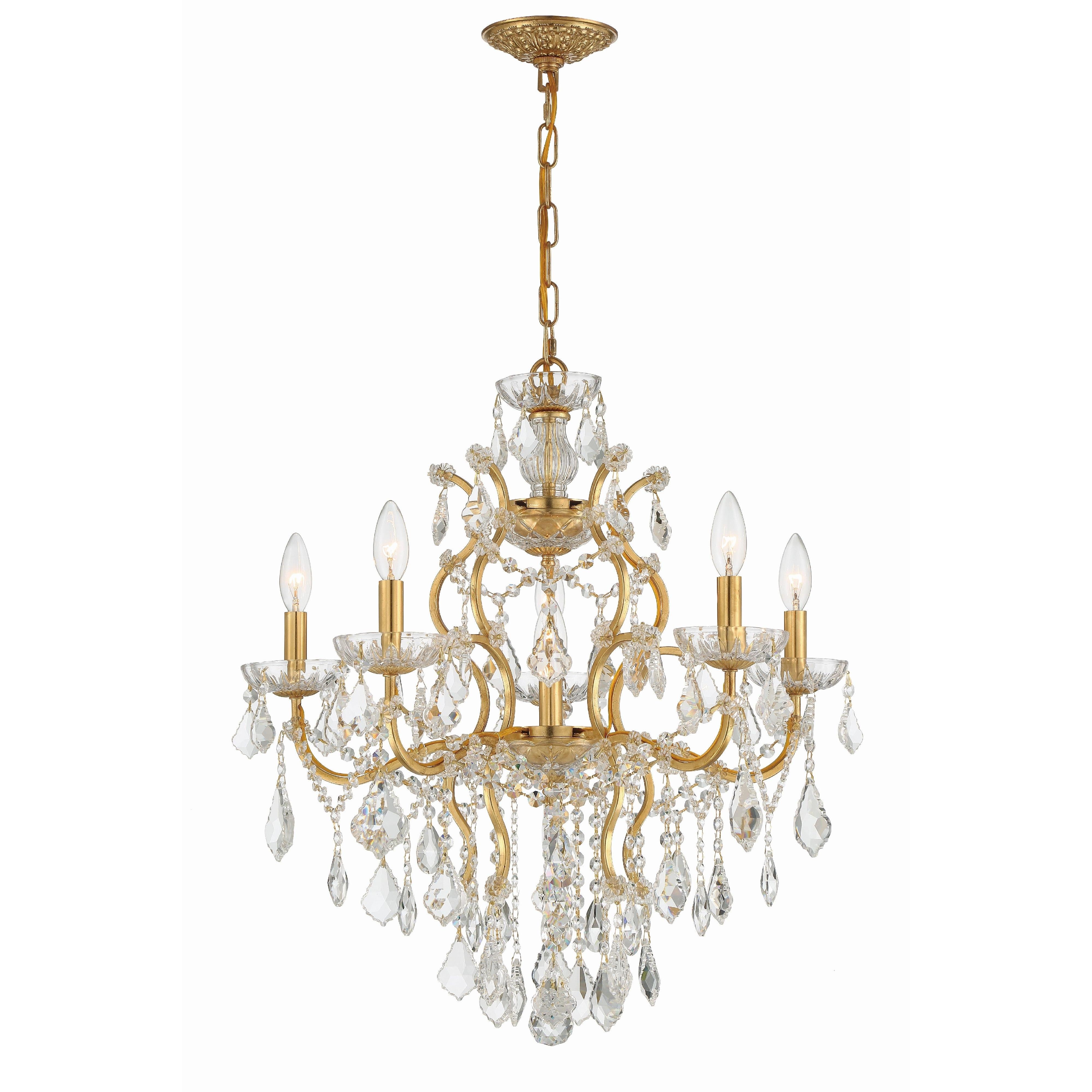 Crystorama Filmore 4455-GA-CL-S – 23 Inch – 6 Light – Chandelier – Clear Crystal – Antique Gold – Damp Rated
