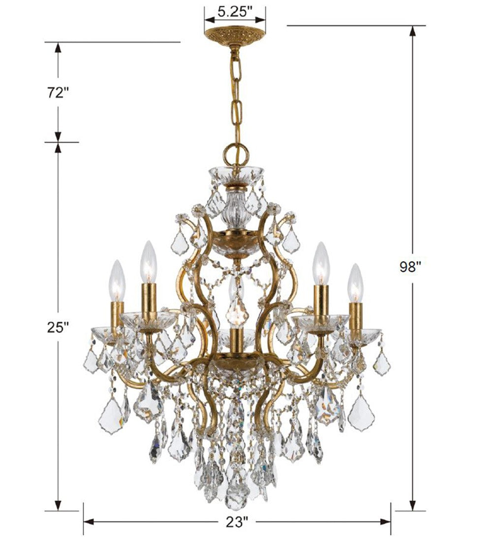 Crystorama Filmore 4455-GA-CL-SAQ – 23 Inch – 6 Light – Chandelier – Clear Crystal – Antique Gold – Damp Rated