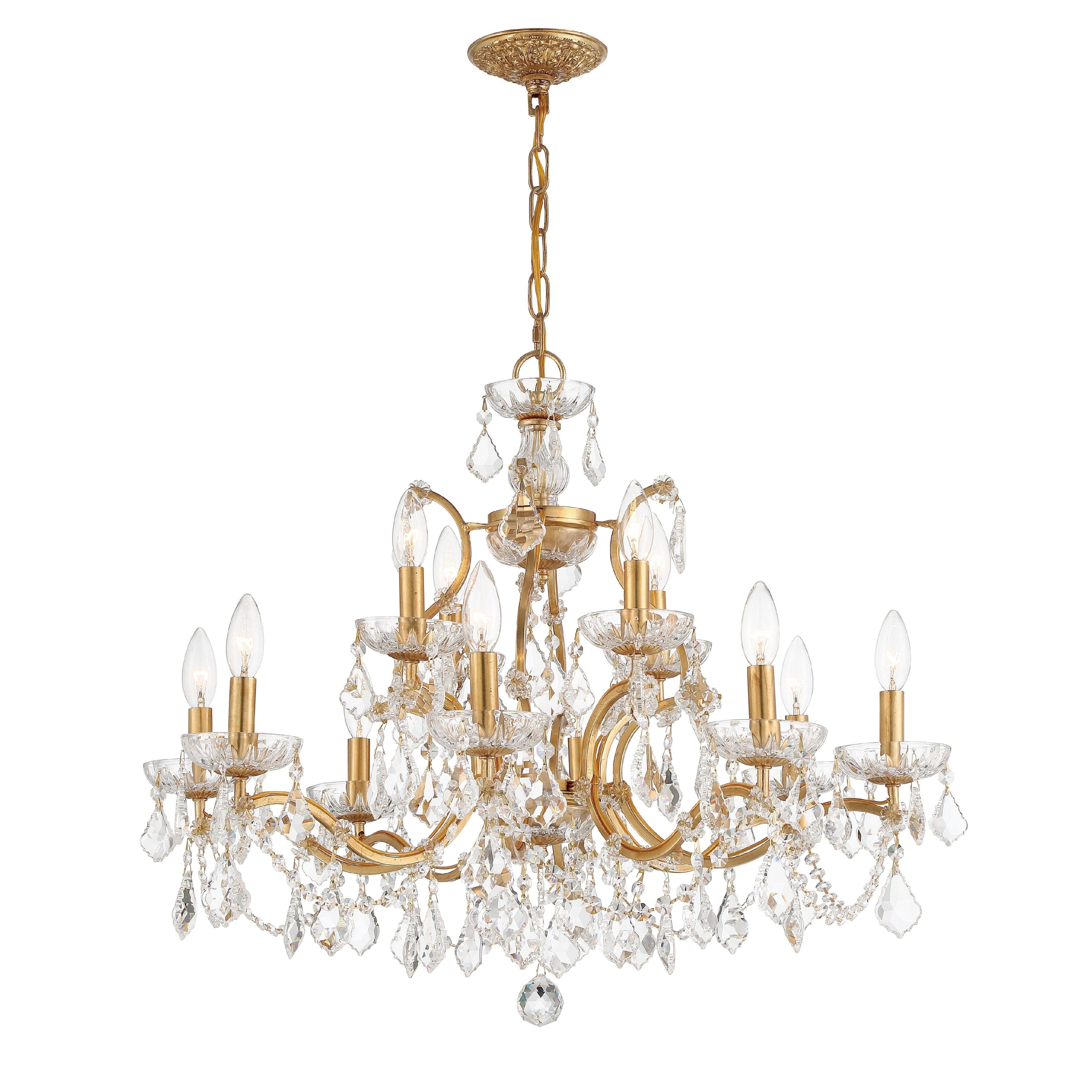 Crystorama Filmore 4456-GA-CL-MWP – 29 Inch – 12 Light – Chandelier – Clear Crystal – Antique Gold – Dry Rated