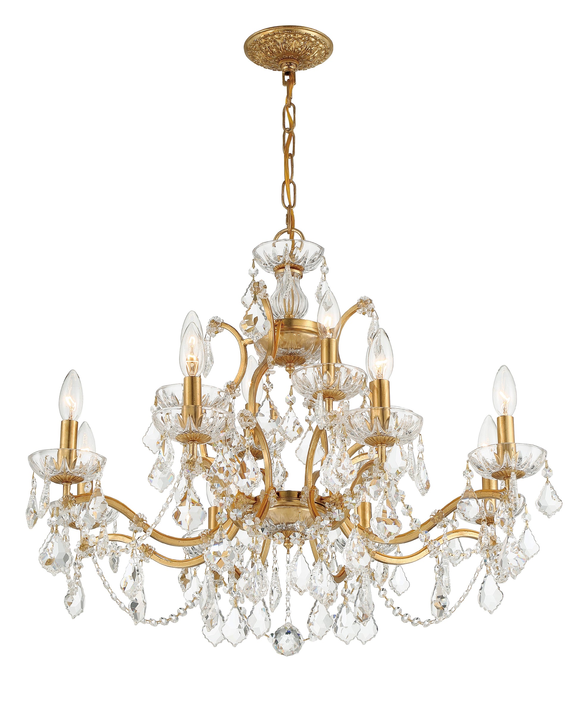Crystorama Filmore 4456-GA-CL-MWP – 29 Inch – 12 Light – Chandelier – Clear Crystal – Antique Gold – Dry Rated