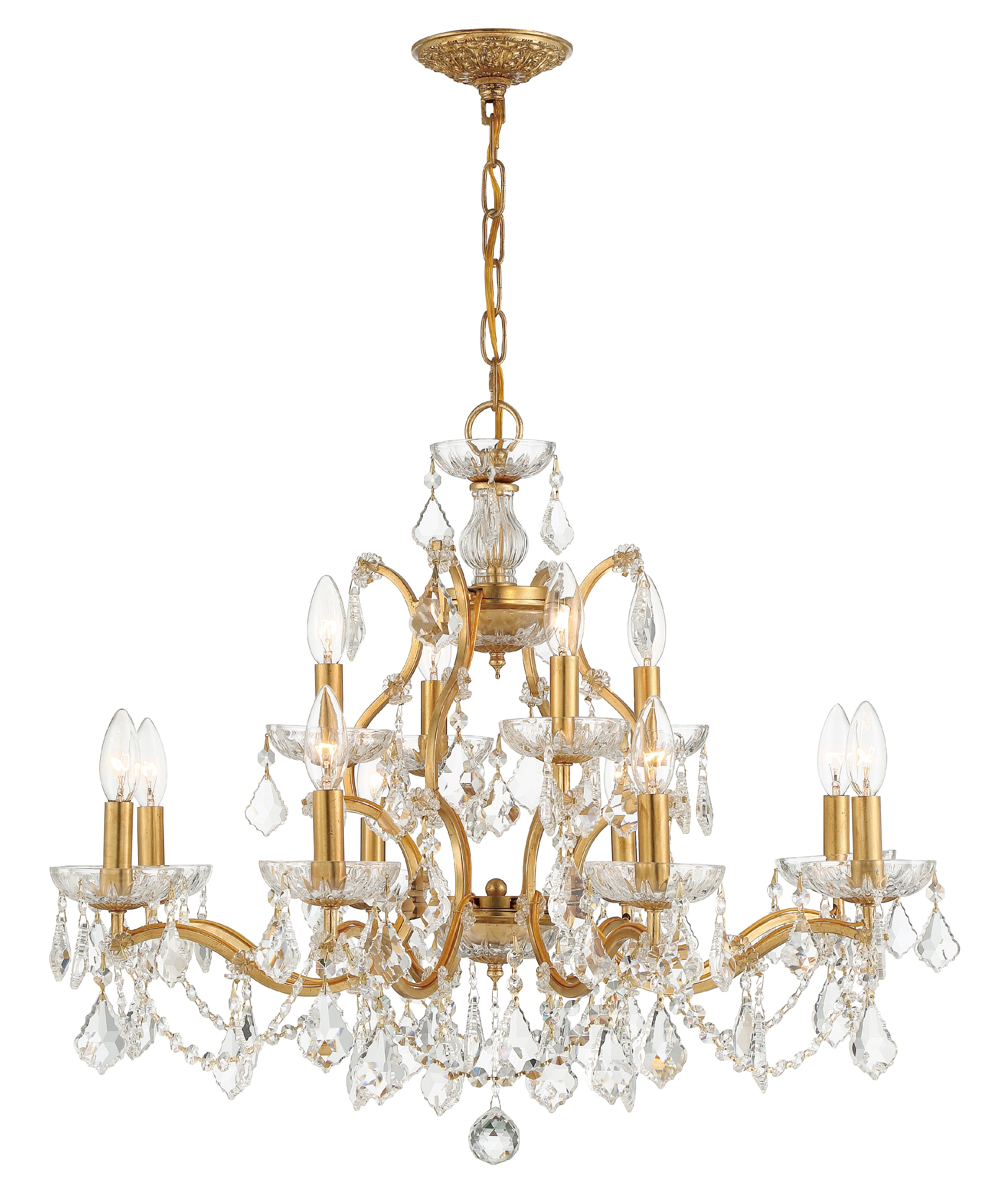 Crystorama Filmore 4456-GA-CL-MWP – 29 Inch – 12 Light – Chandelier – Clear Crystal – Antique Gold – Dry Rated