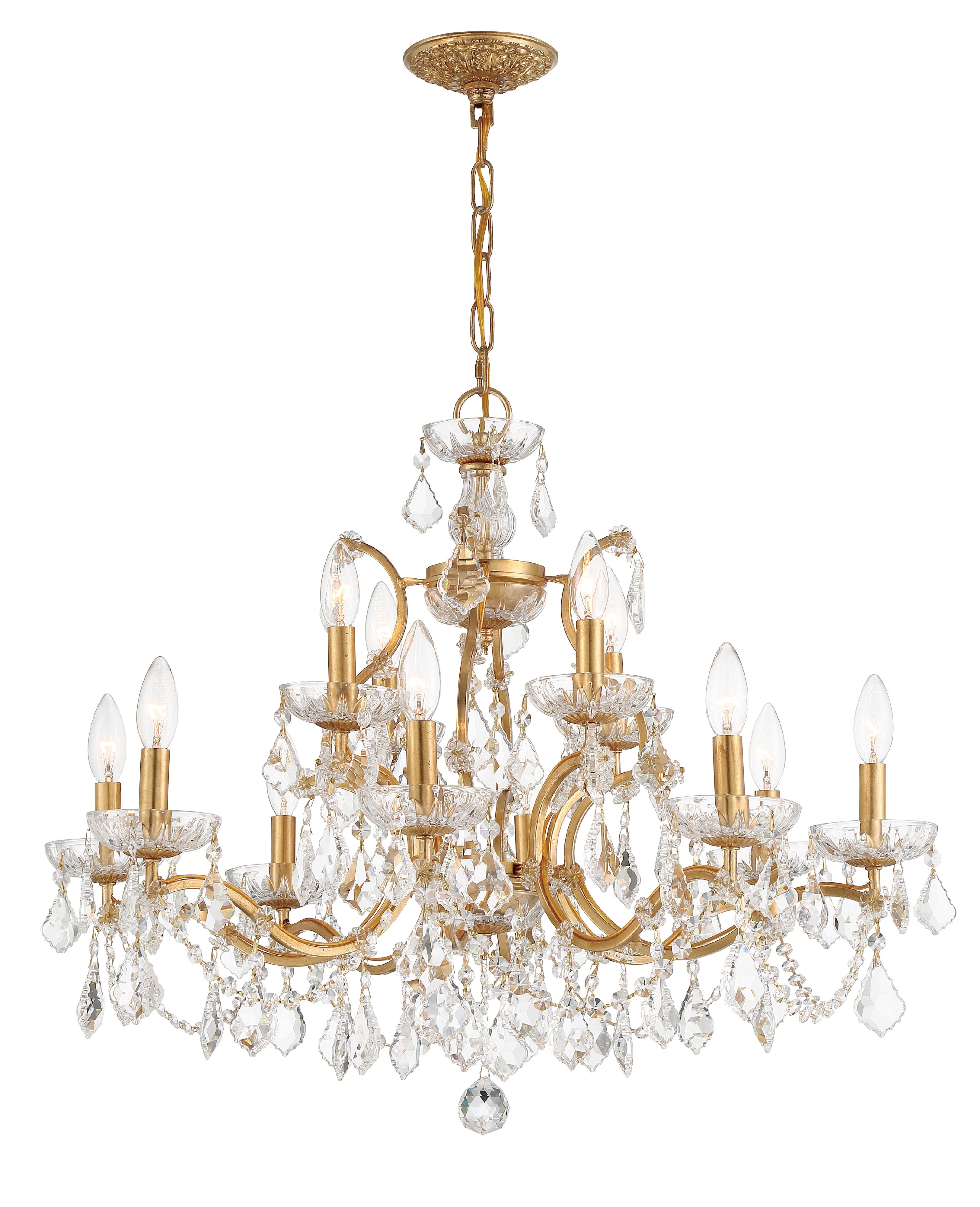 Crystorama Filmore 4456-GA-CL-S – 29 Inch – 12 Light – Chandelier – Clear Crystal – Antique Gold – Dry Rated