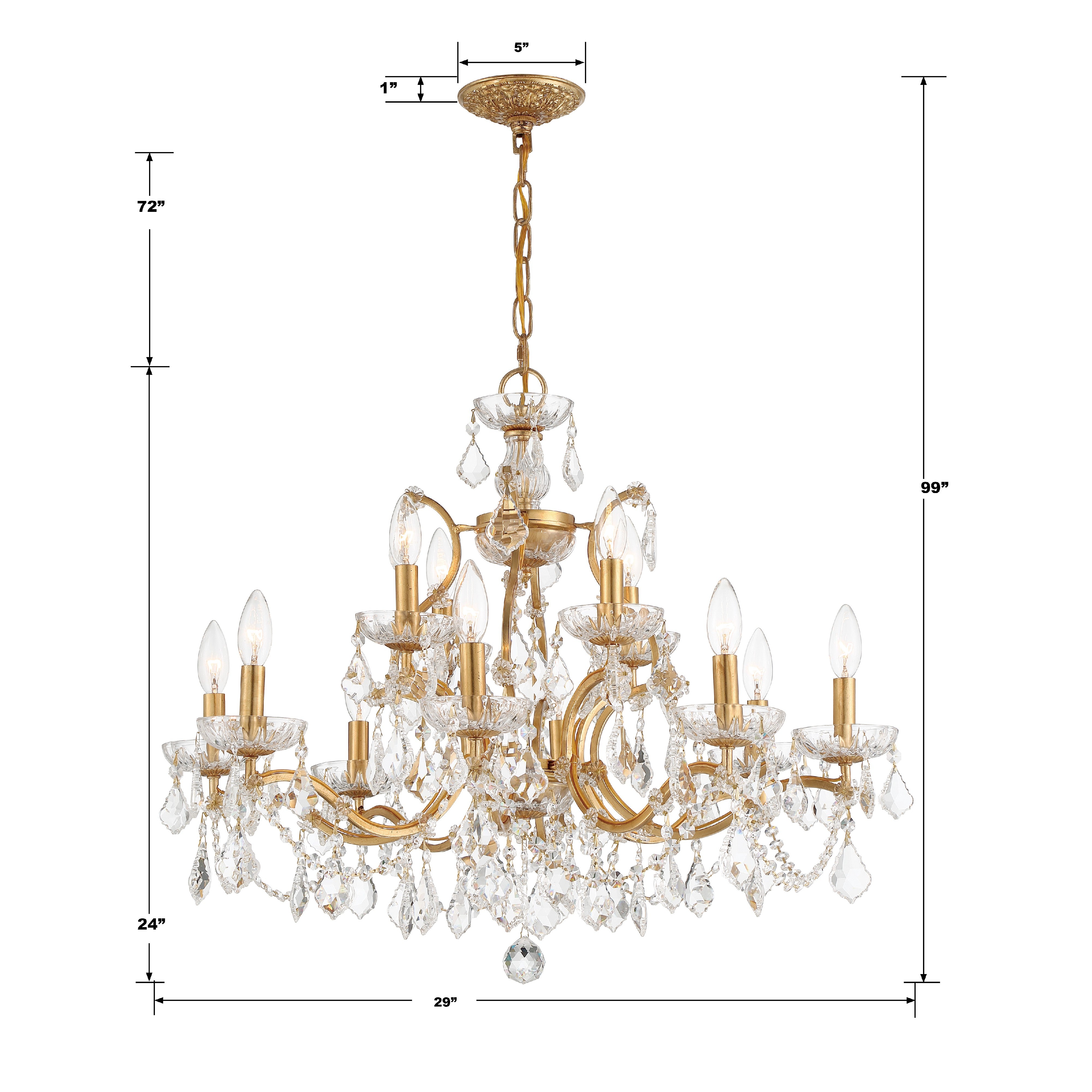 Crystorama Filmore 4456-GA-CL-SAQ – 29 Inch – 12 Light – Chandelier – Clear Crystal – Antique Gold – Dry Rated