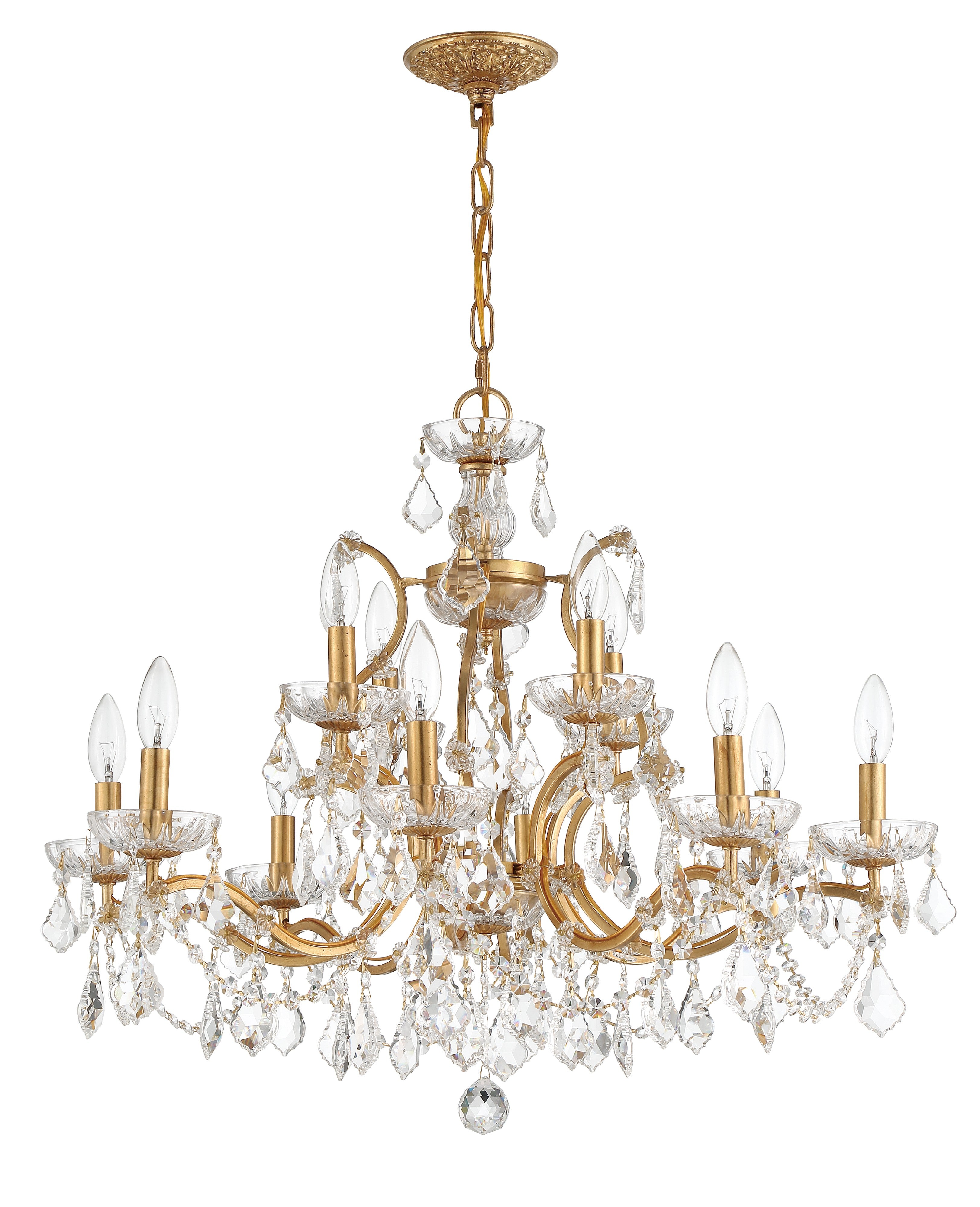 Crystorama Filmore 4456-GA-CL-S – 29 Inch – 12 Light – Chandelier – Clear Crystal – Antique Gold – Dry Rated