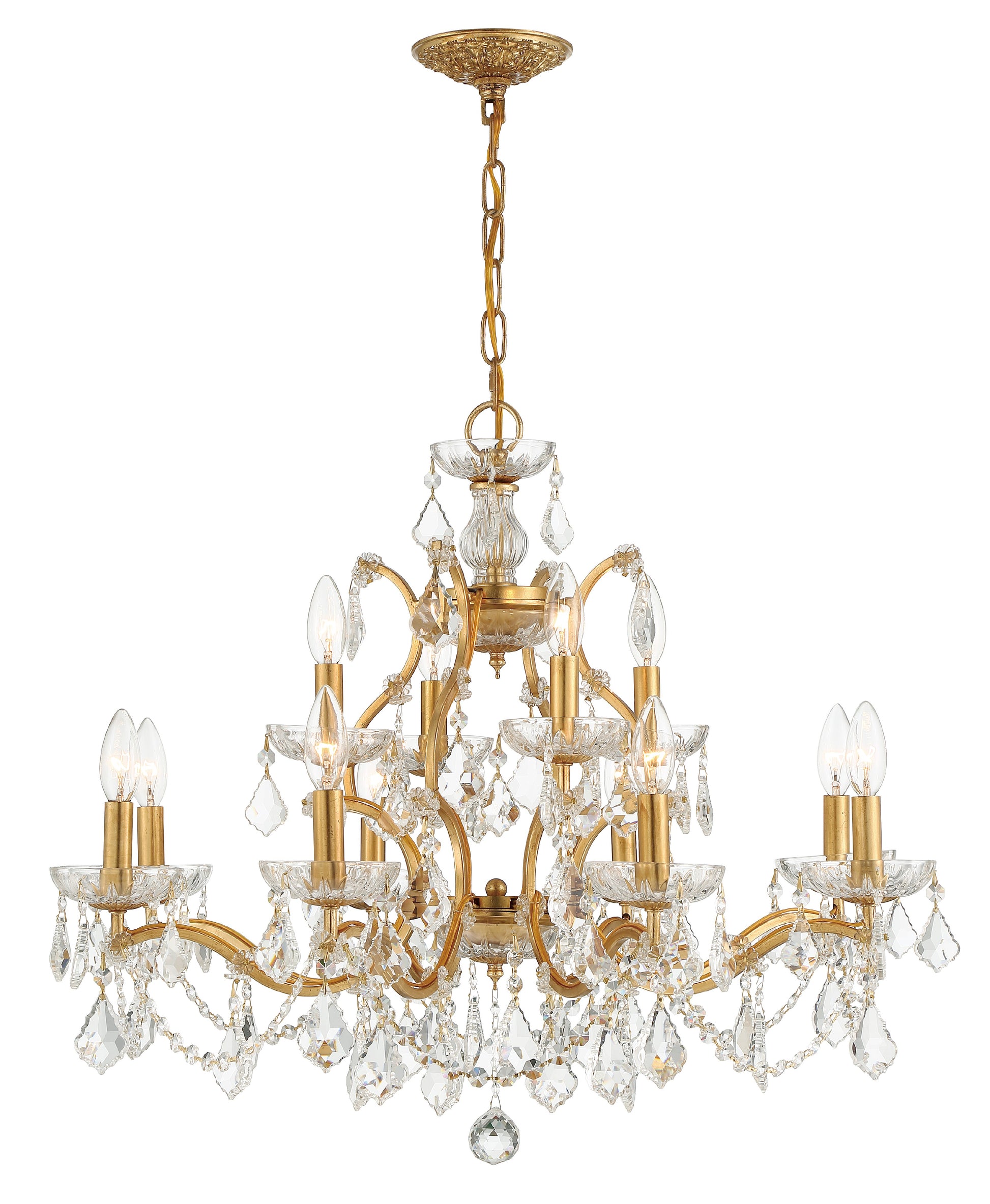 Crystorama Filmore 4456-GA-CL-S – 29 Inch – 12 Light – Chandelier – Clear Crystal – Antique Gold – Dry Rated
