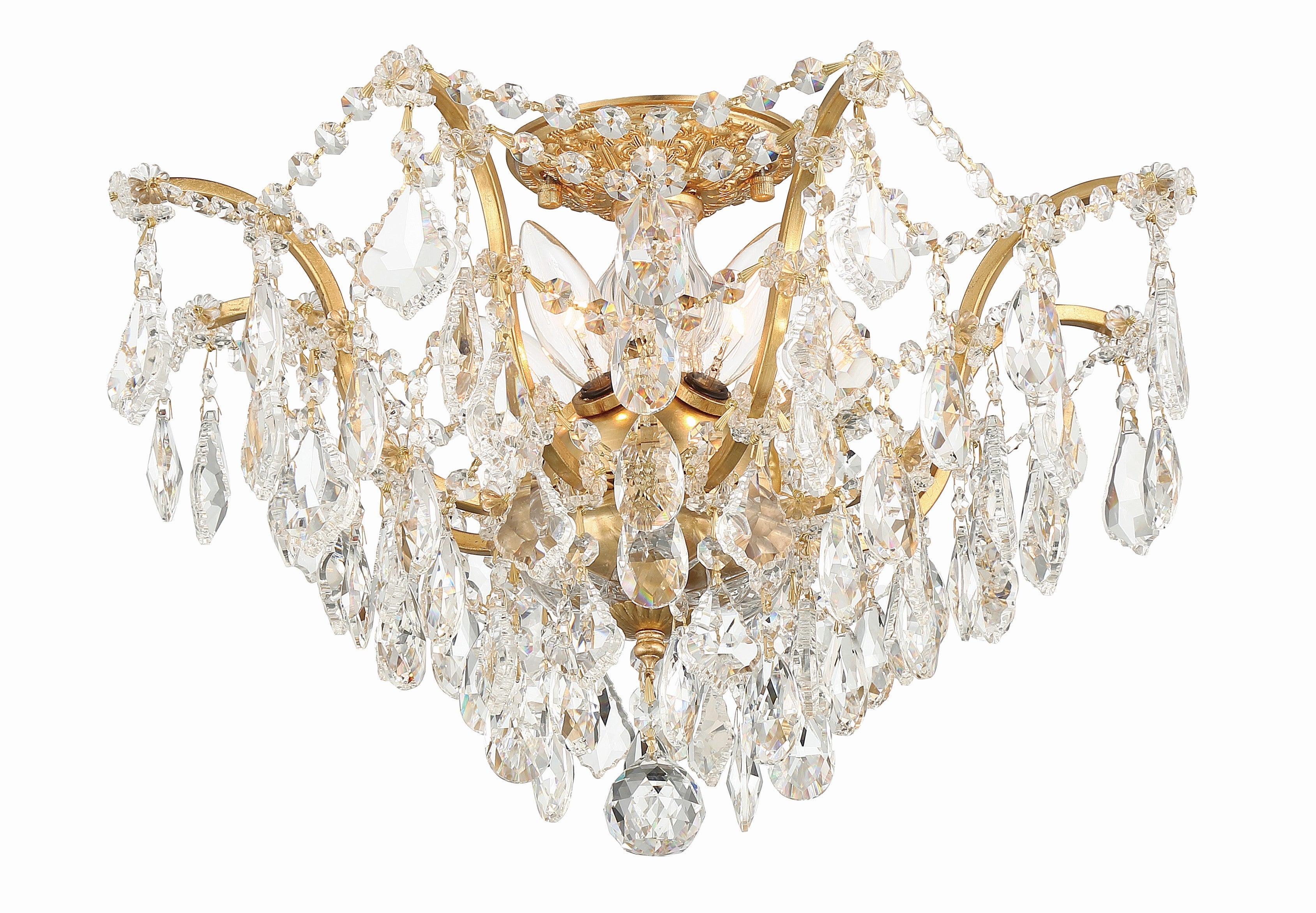 Crystorama Filmore 4457-GA-CL-MWP – 19 Inch – 5 Light – Semi Flush Mount Light – Clear Crystal – Antique Gold – Dry Rated