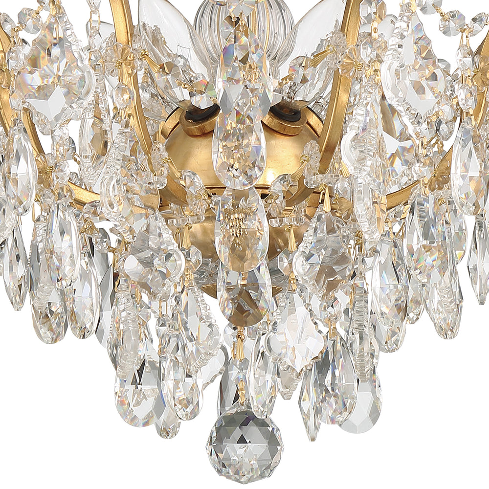 Crystorama Lighting 4457-GA-CL-MWP Filmore 5 Light Hand Cut Crystal Flush Mount, UL Listed, Antique Gold