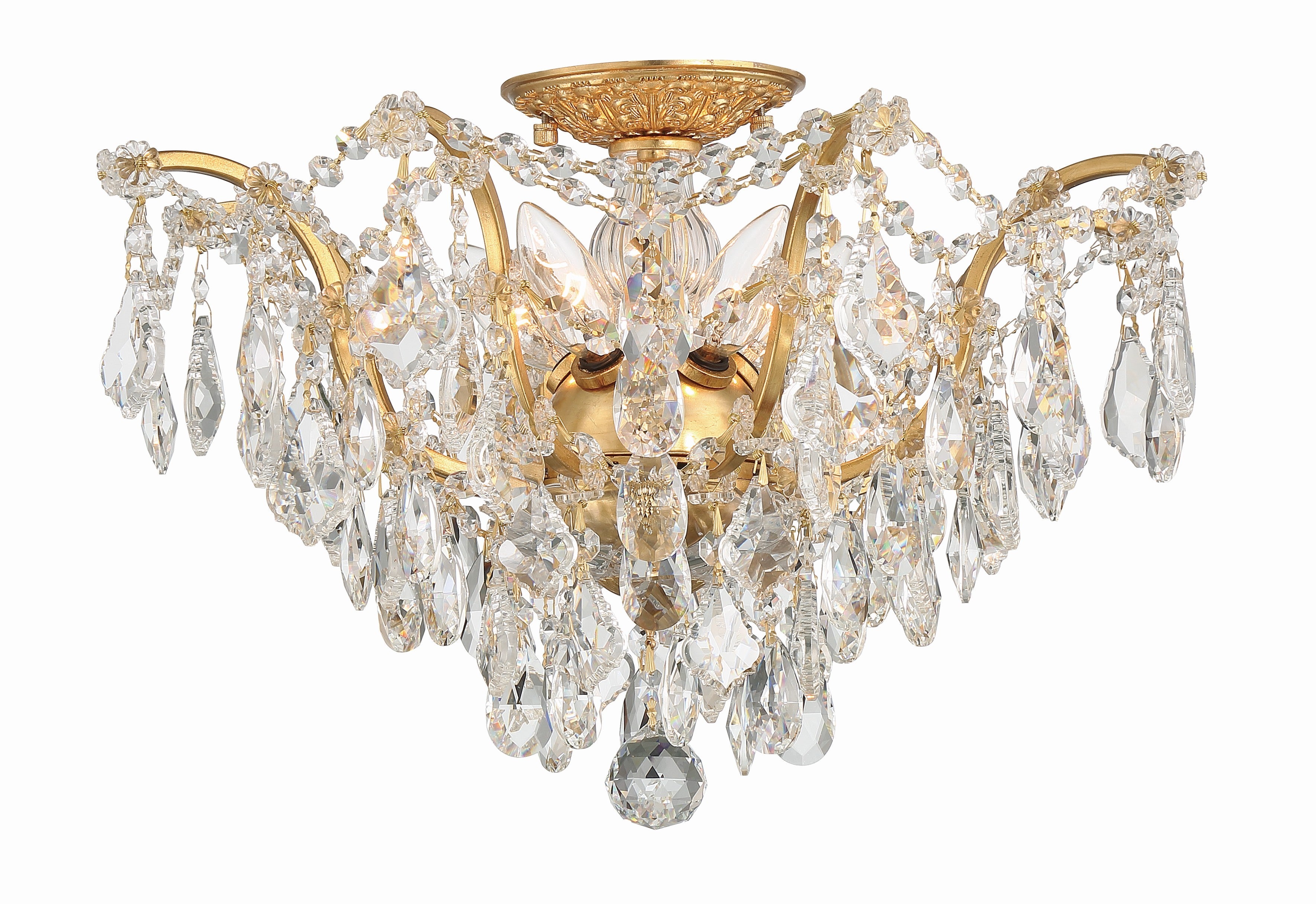 Crystorama Filmore 4457-GA-CL-S – 19 Inch – 5 Light – Semi Flush Mount Light – Clear Crystal – Antique Gold – Dry Rated