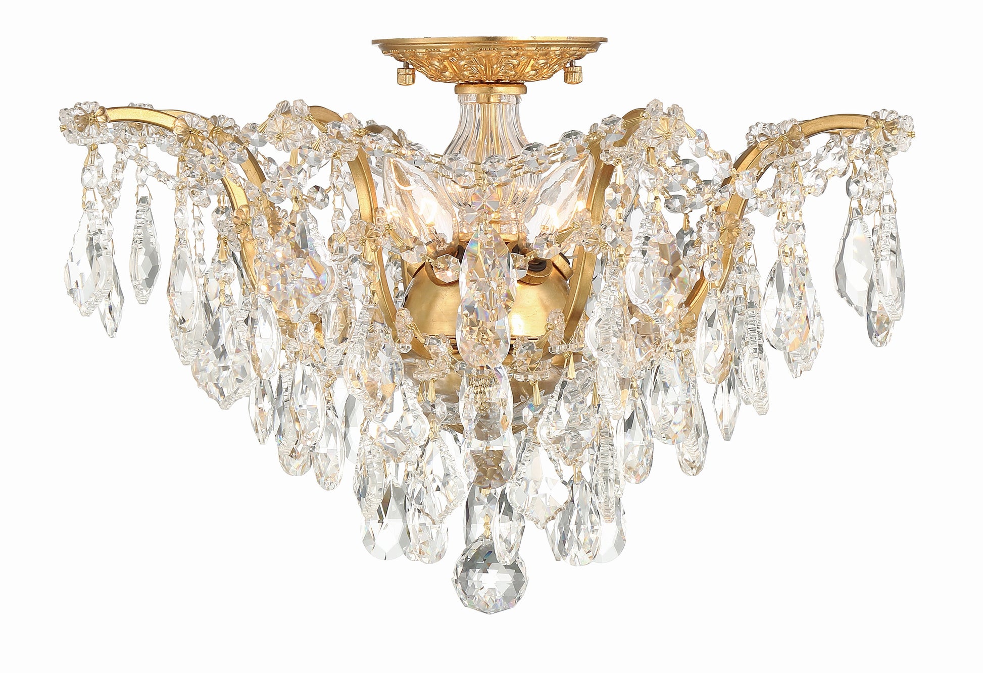 Crystorama Filmore 4457-GA-CL-SAQ – 19 Inch – 5 Light – Semi Flush Mount Light – Clear Crystal – Antique Gold – Dry Rated