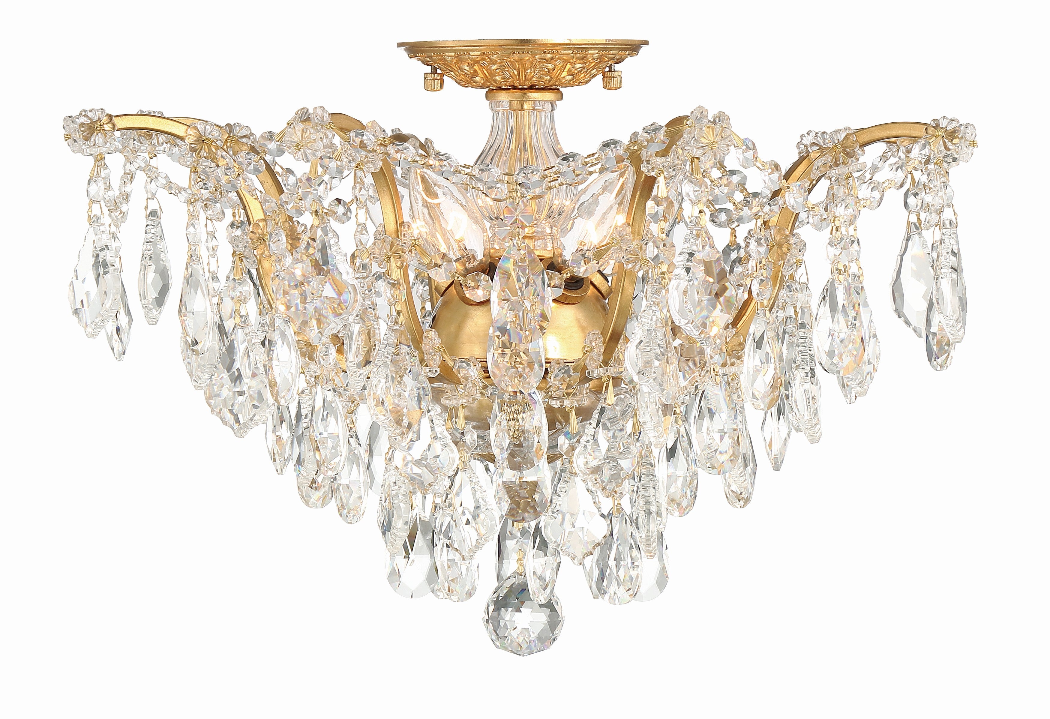 Crystorama Filmore 4457-GA-CL-SAQ – 19 Inch – 5 Light – Semi Flush Mount Light – Clear Crystal – Antique Gold – Dry Rated